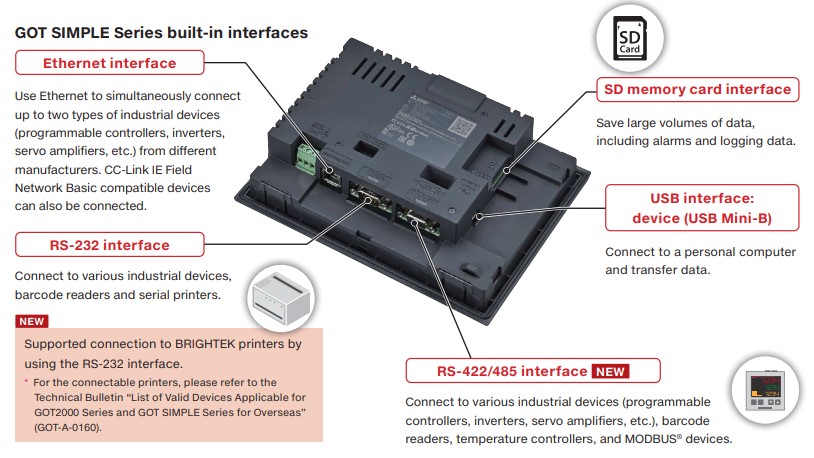 จอTOUCHSCREEN MITSUBISHI รุ่น GS2107-WTBD-N หน้าจอ 7 นิ้ว เชื่อมต่อ PLC