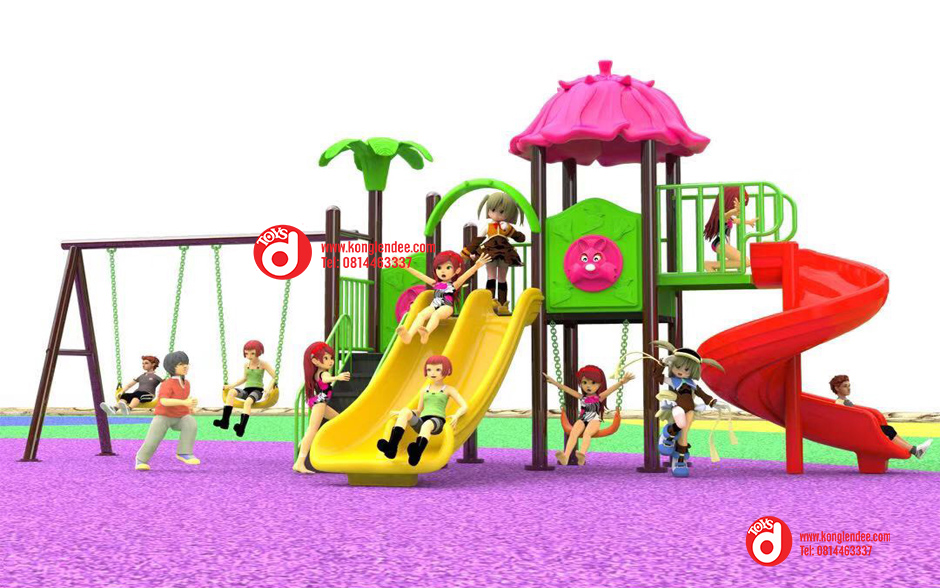 เครื่องเล่นสนาม ชุุดหลังคาดอกไม้ชิงช้า