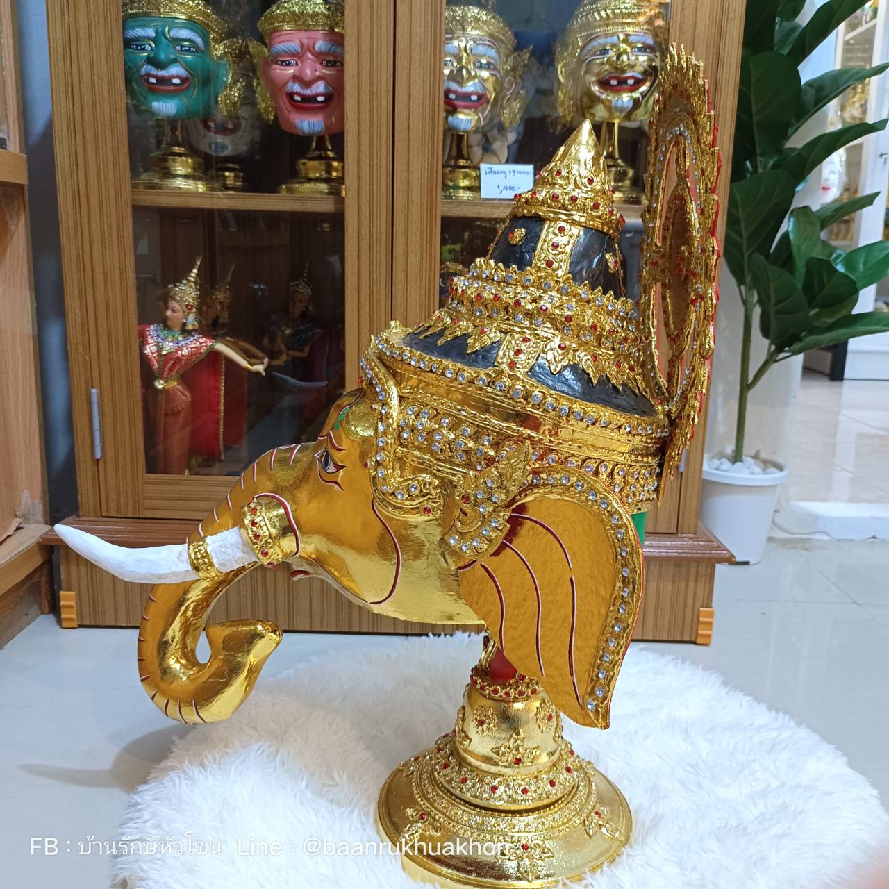 เศียรครู พระพิฆเนศ (หน้าทอง) ขนาดครอบ