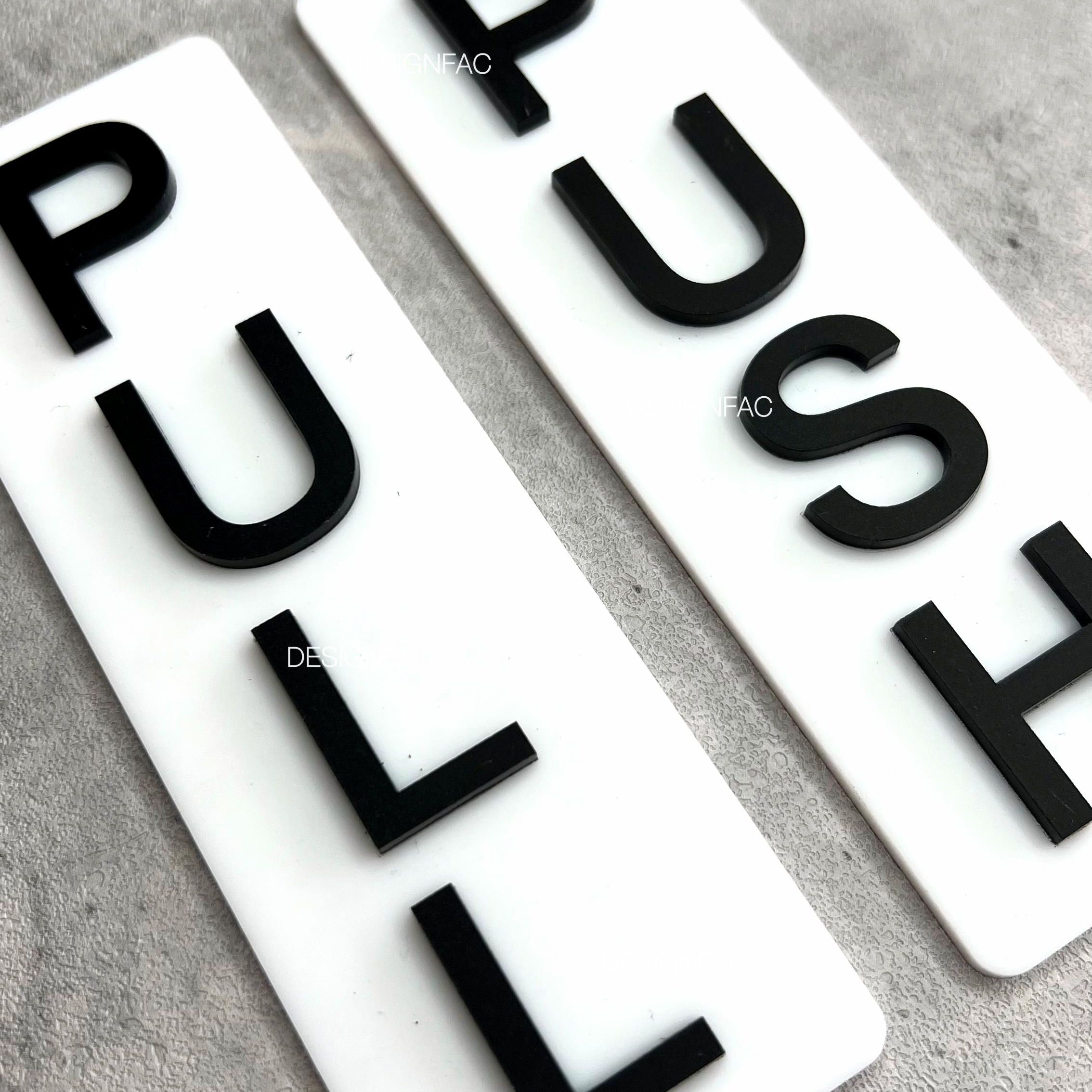 ป้ายดึงผลัก ป้ายผลักดึงแนวตั้ง PULL PUSH ป้ายติดประตู ป้ายสัญลักษณ์ สไตล์โมเดิร์น ลอฟท์ มินิมอล