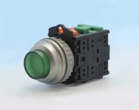 ปุ่มกดมีไฟ สีแดง Illuminated Push Button Switch 1NO+1NC รู 30 mm ไฟ 12V AC/DC