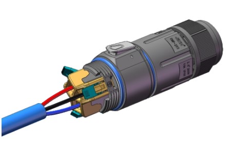 ปลั๊กคอนเนคเตอร์กันน้ำ ใช้กับสายไฟ ขนาด 0.5 ถึง 1.5 mm² แบบ 5 เส้น ข้อต่อสายไฟแบบหนีบ