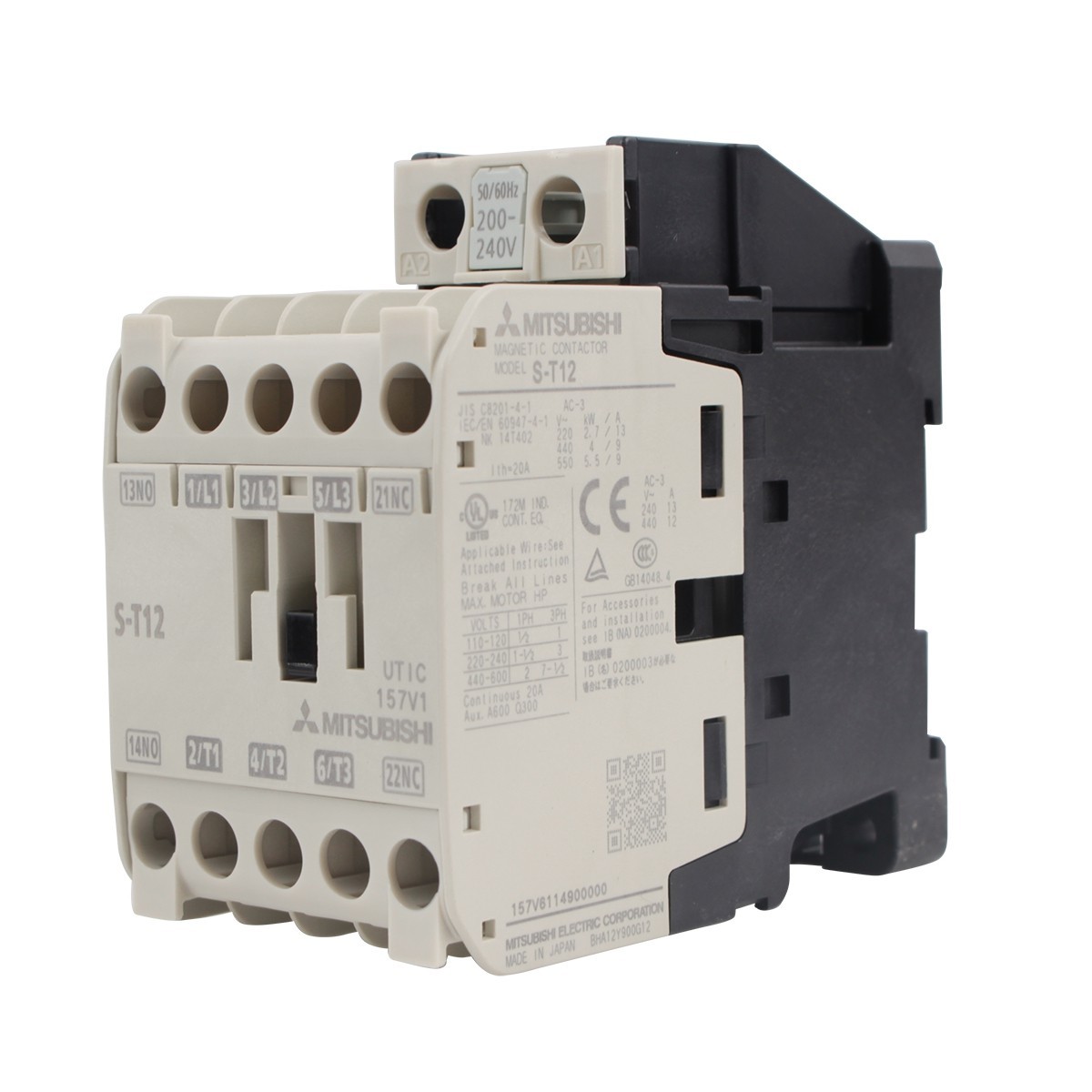 ST12 CONTACTOR MITSUBISHI แมกเนติก คอนแทคเตอร์ รุ่น S-T12 Coil 220V 3P 1NO+1NC 13A Magnetic