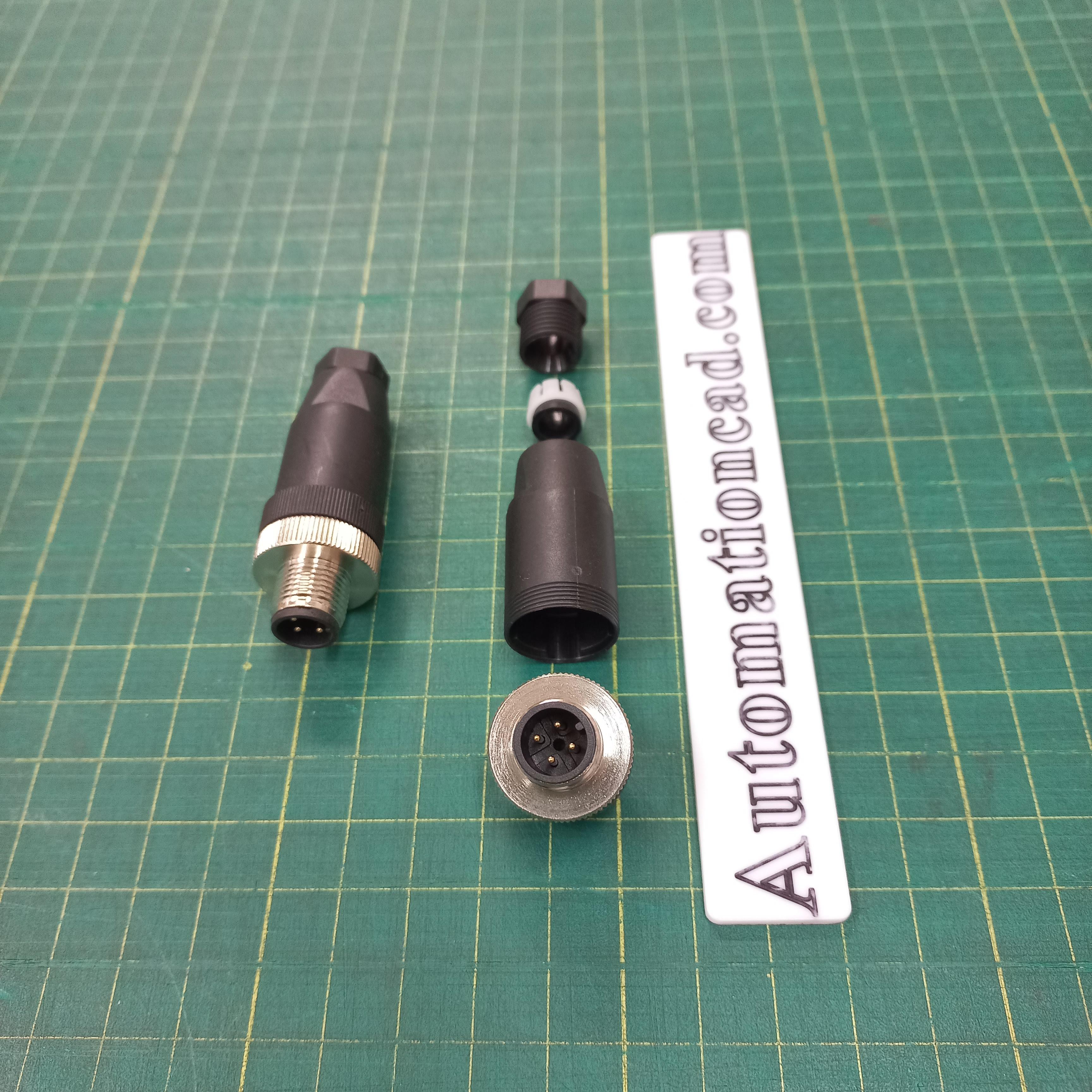 หัวคอนเนคเตอร์ M12 4Pins แบบตรง ตัวผู้ Connector