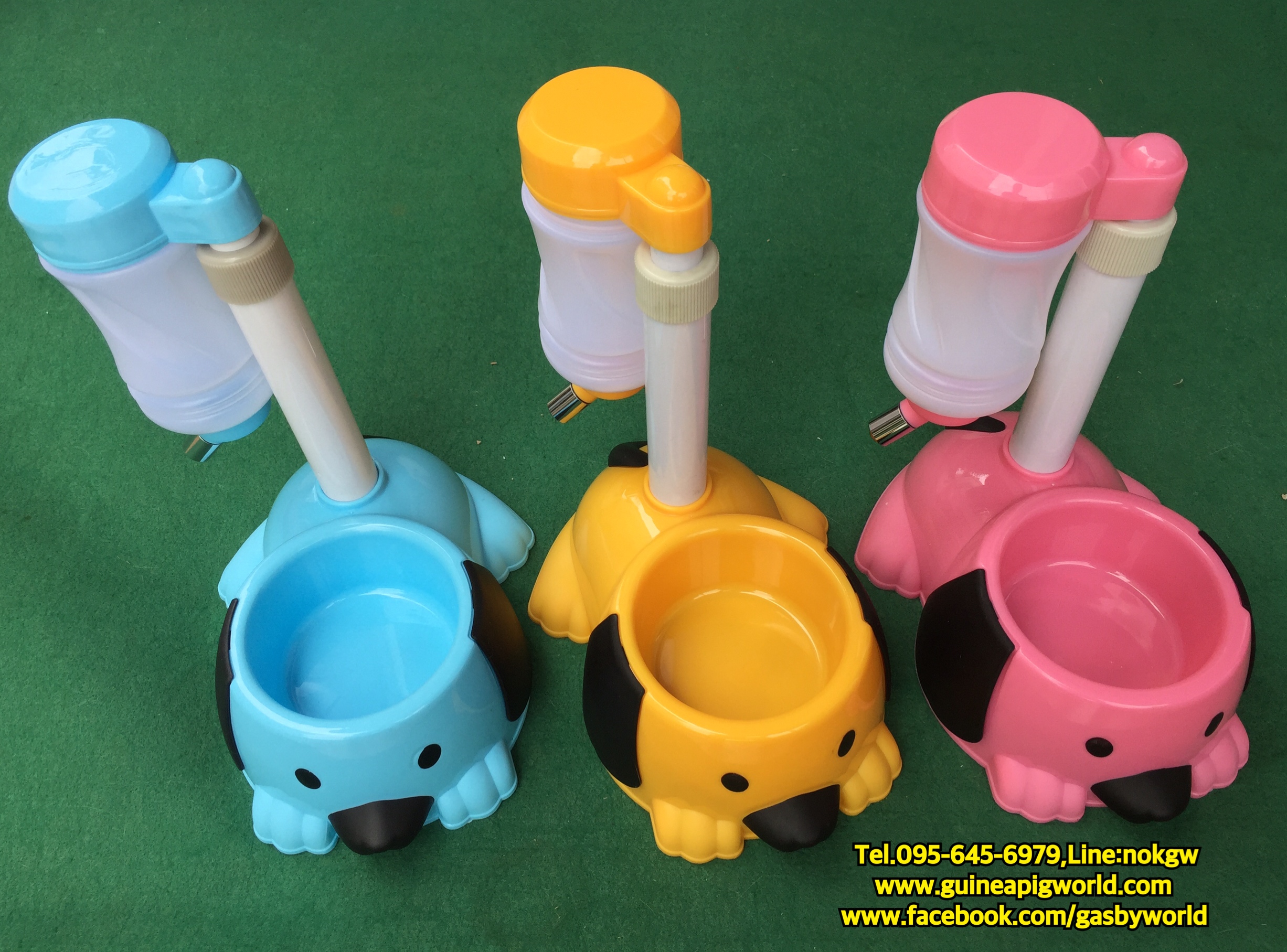 ชามอาหารและขวดน้ำตั้งพื้นรูปสุนัข(25.5x18.5x42cm.) เสาแขวนขวดน้ำปรับระดับสูงต่ำได้