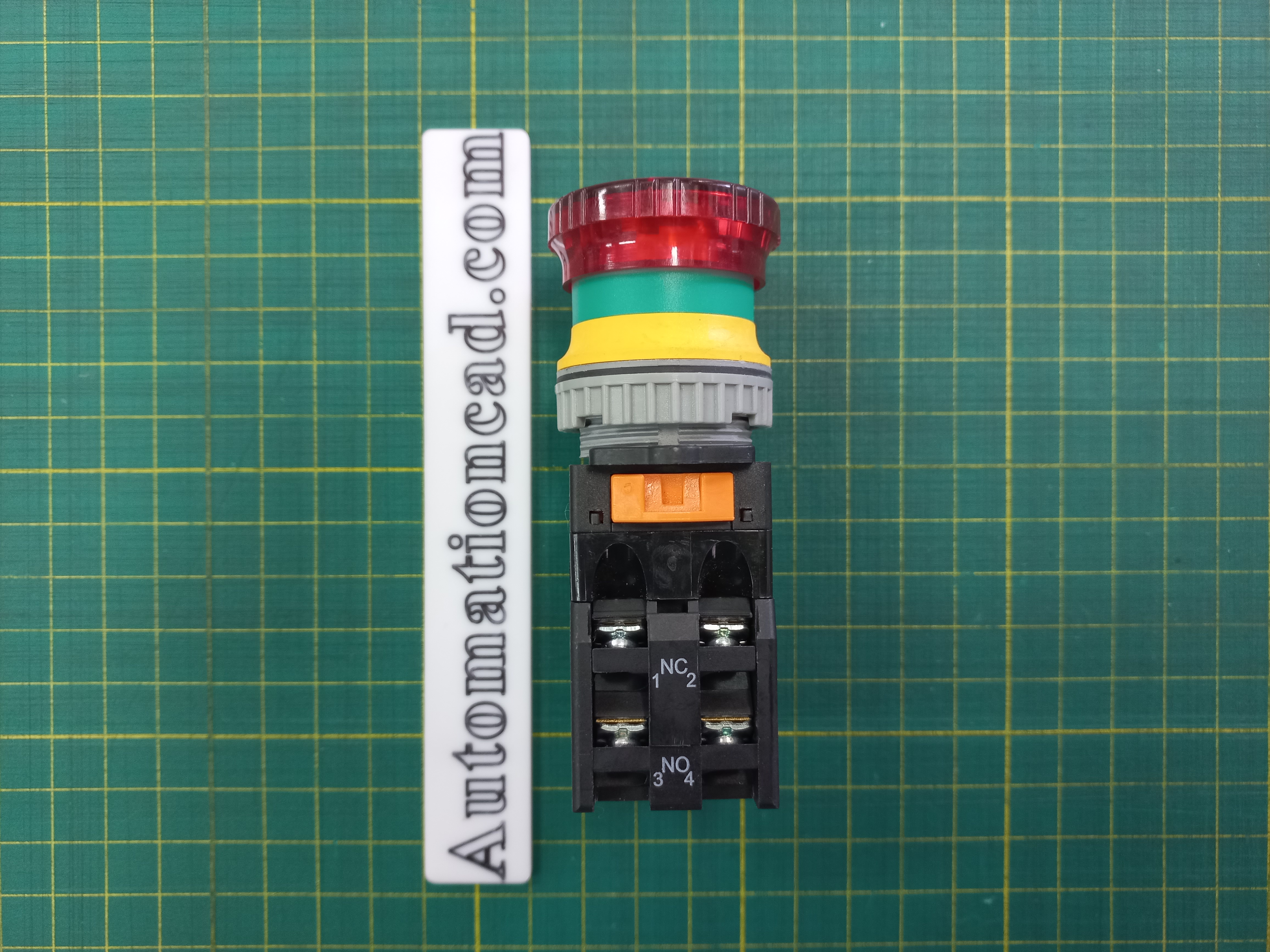 ปุ่มกดมีแลมป์ LED สีแดง Push Button Switch 1NO,1NC รู 30 mm ไฟ 24V AC/DC