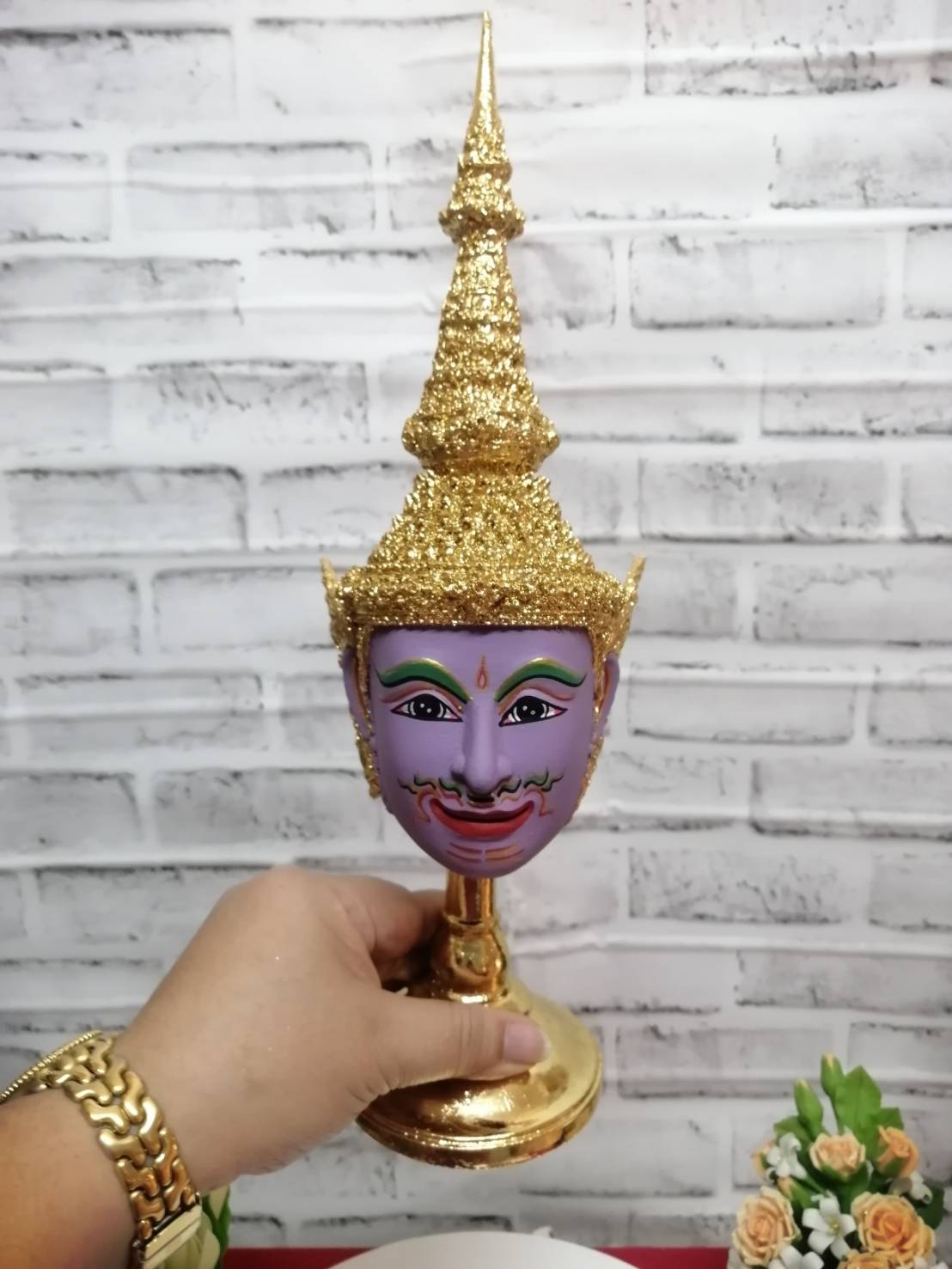 เศียรครู พระนารายณ์ ขนาด 5 นิ้ว พร้อมฐานปิดทอง