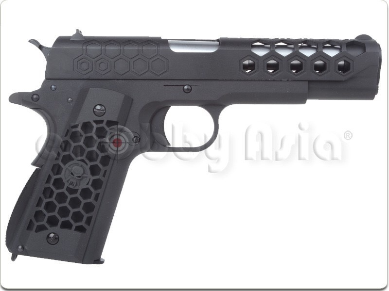 New.WE M1911 HEX CUT Custom GBB Pistol (Silver) ราคาพิเศษ
