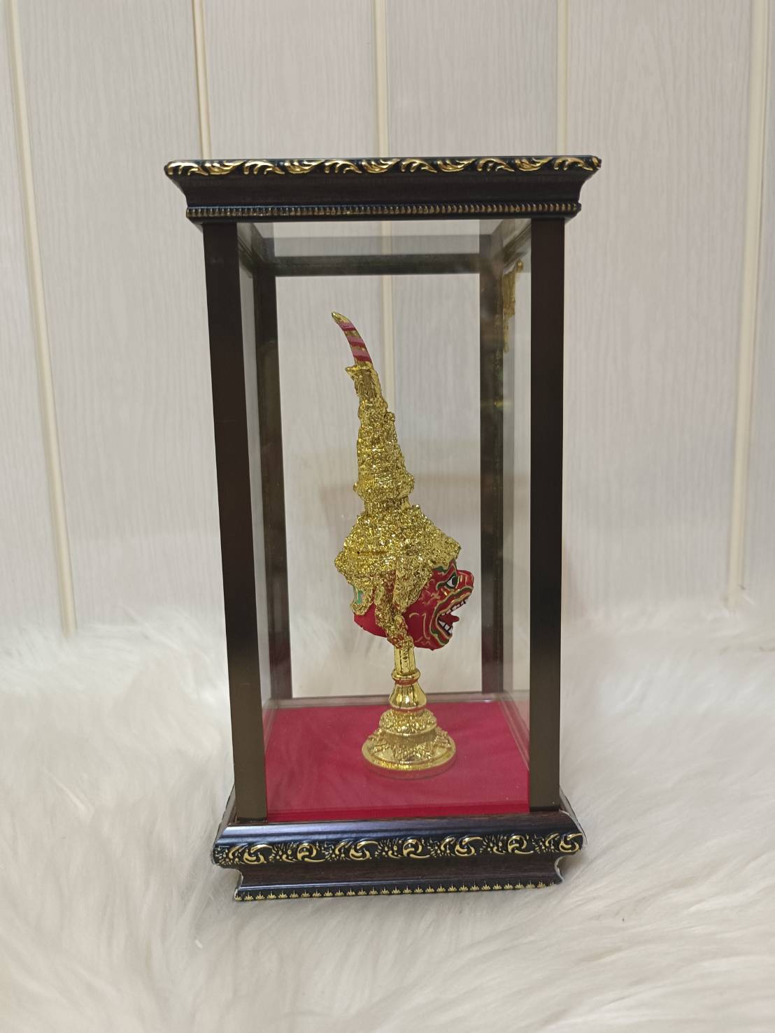 หัวโขนจิ๋ว สุครีพ พร้อมตู้โชว์ กระจกลายไทย