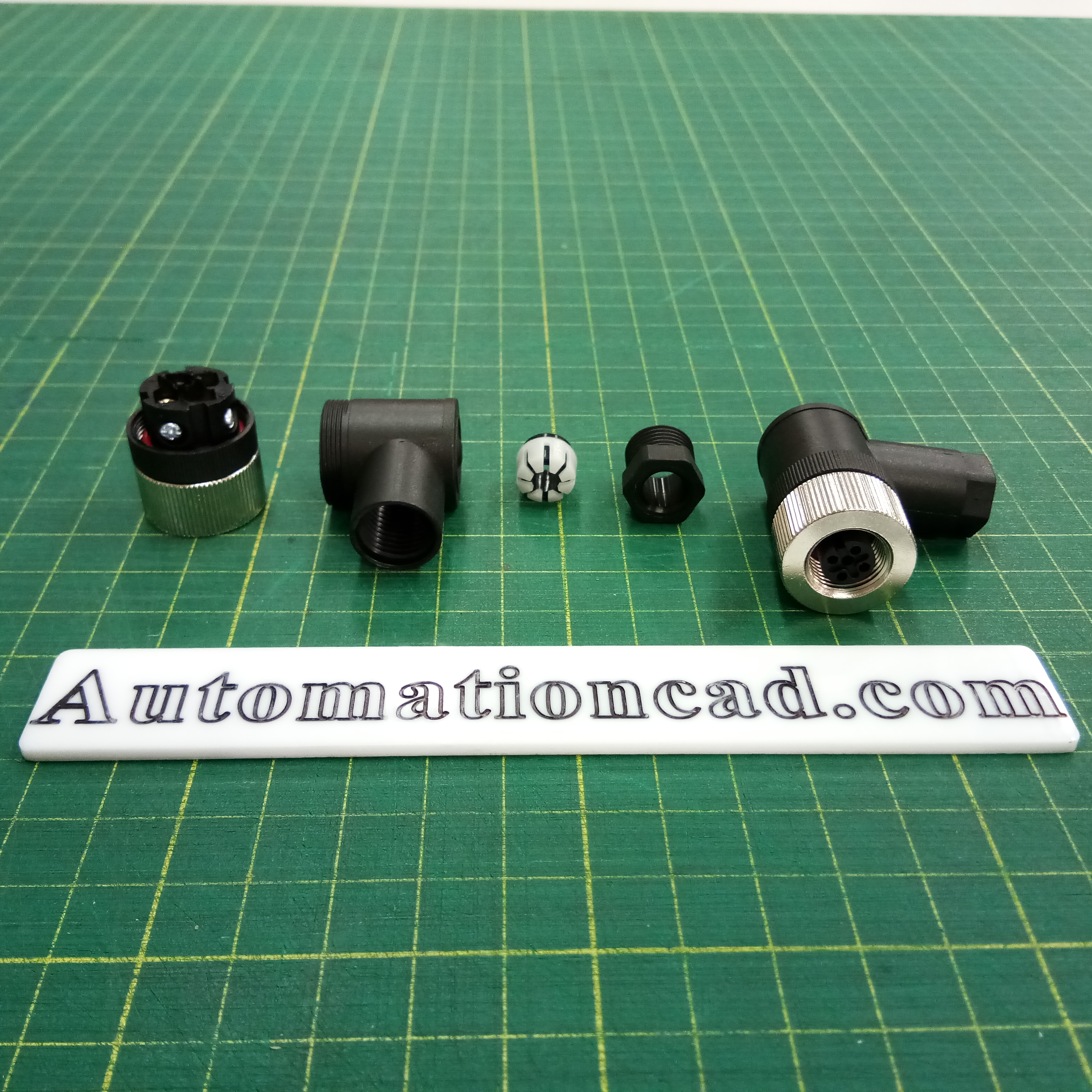 หัวคอนเนคเตอร์ M12 4Pins แบบงอ 90 ํ ตัวเมีย Connector