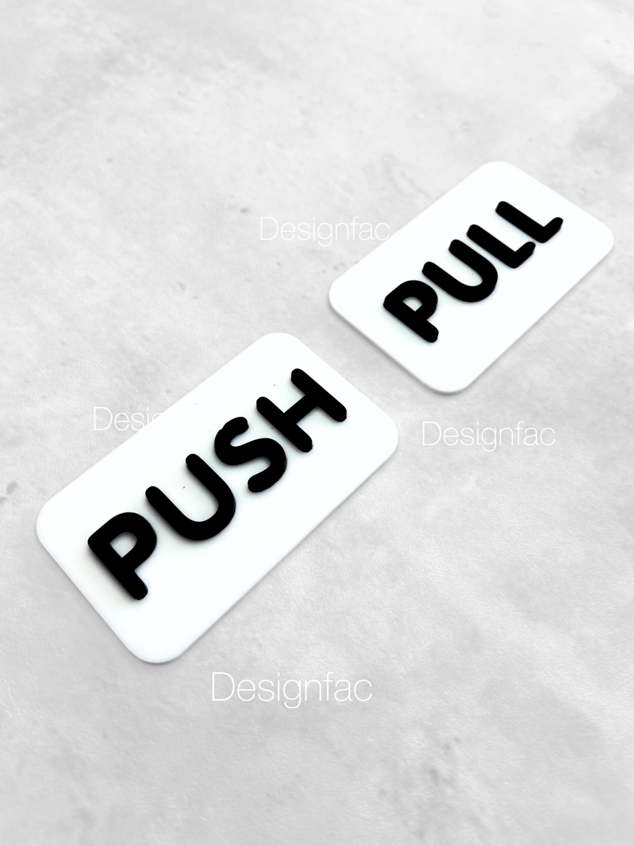 ป้ายดึง ป้ายผลัก ป้ายสัญลักษณ์ผลักดึง ป้ายอะคริลิคสวยๆ นูนมีมิติ สไตล์โมเดิร์น มินิมอล ลอฟท์
