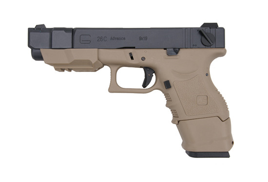 Glock26C Advance Gen3 WE ทูโทน สีทราย สไลด์ดำ (Full Auto)