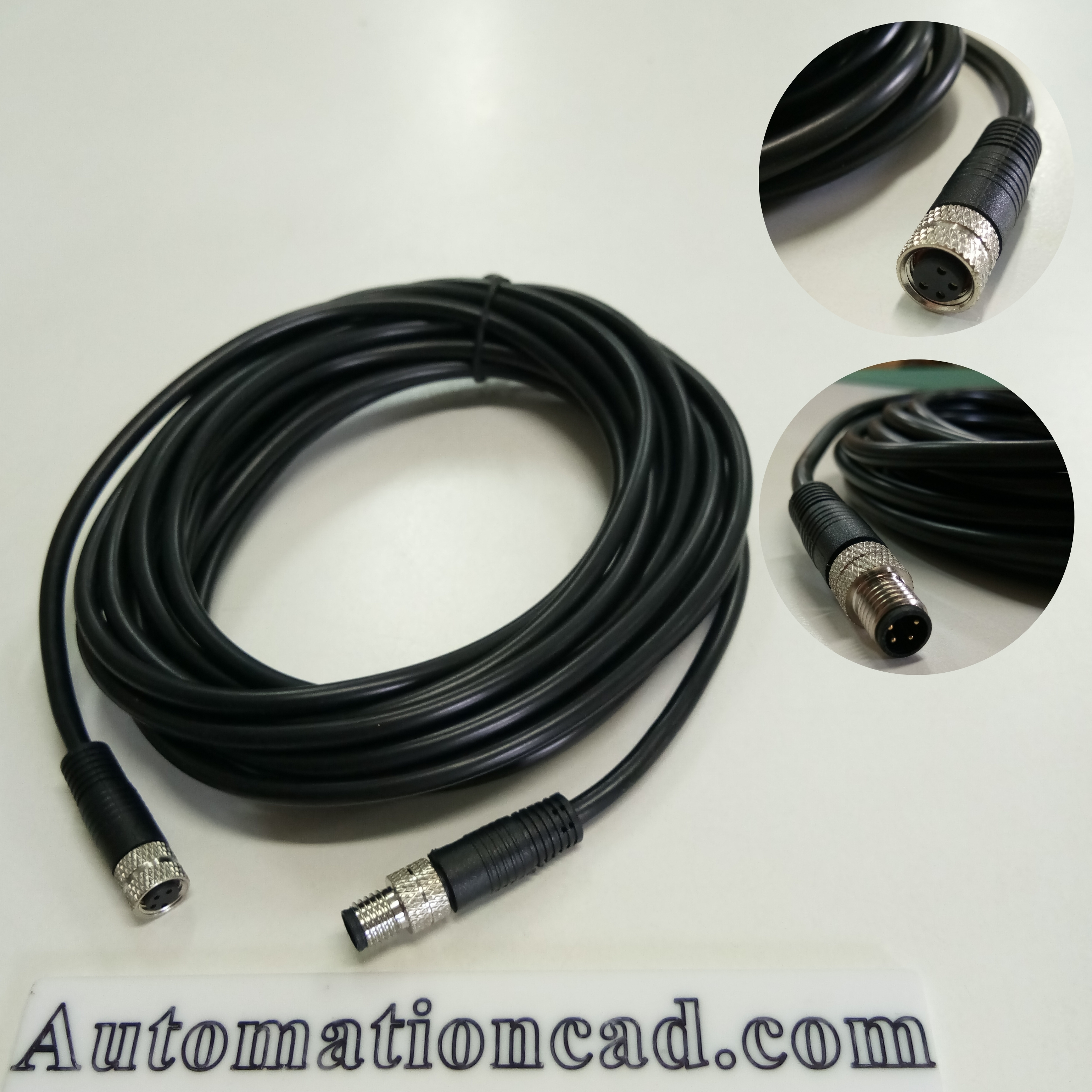 สายพร้อม CONNECTOR แบบตรง เกลียว M8 ผู้-เมีย แบบ 4 ขา ยาว 5m.
