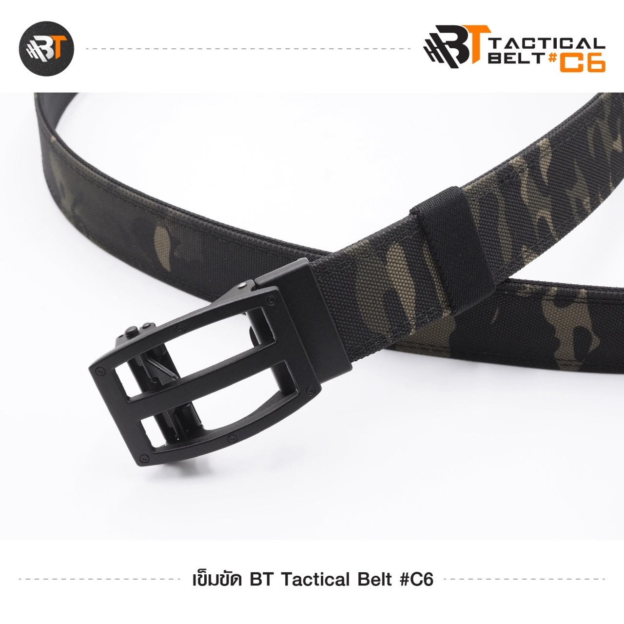 New.เข็มขัด BT Tactical Belt #C6 🍁 หัวเข็มขัดผลิตจากโลหะ Alloy คุณภาพสูง 🍁 ปลดล็อคง่าย ด้วยกลไกปุ่มขนาดเล็ก เลื่อนปรับกระชับ 🍁 สายเข็มขัดผลิตจาก Nylon ดีไซน์เสริมด้วยระบบเฟือง Rack Gears ต้านแรงดึง 🍁 สายมีความแข็ง รองรับอุป