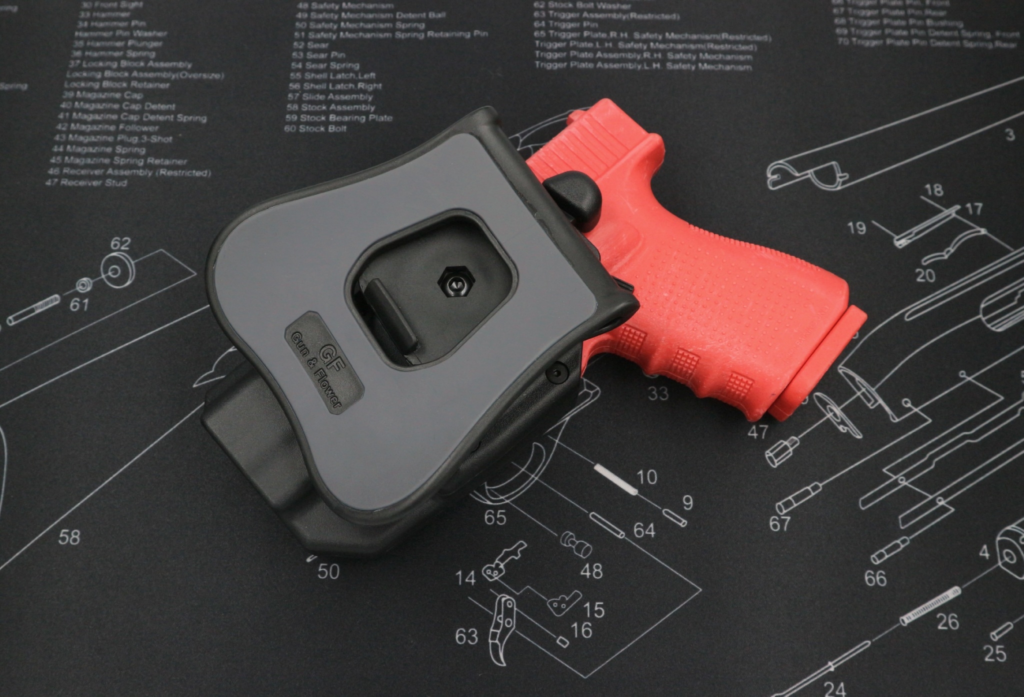 New. ซองพกนอก ปลดล็อคนิ้วโป้ง รุ่น GLOCK19/19X/23/32/45 ( Gun&Flower Thumb Release Holster ) 💥 ผลิตจากวัสดุ Nylon PA66 เกรดคุณภาพ แข็งแรงทนทาน 💥 ออกแบบให้ปลดล็อคนิ้วโป้ง ใช้งานง่ายเป็นธรรมชาติ และปลอดภัยยิ่งขึ้น 💥 ซองออกแบบให้สามาร