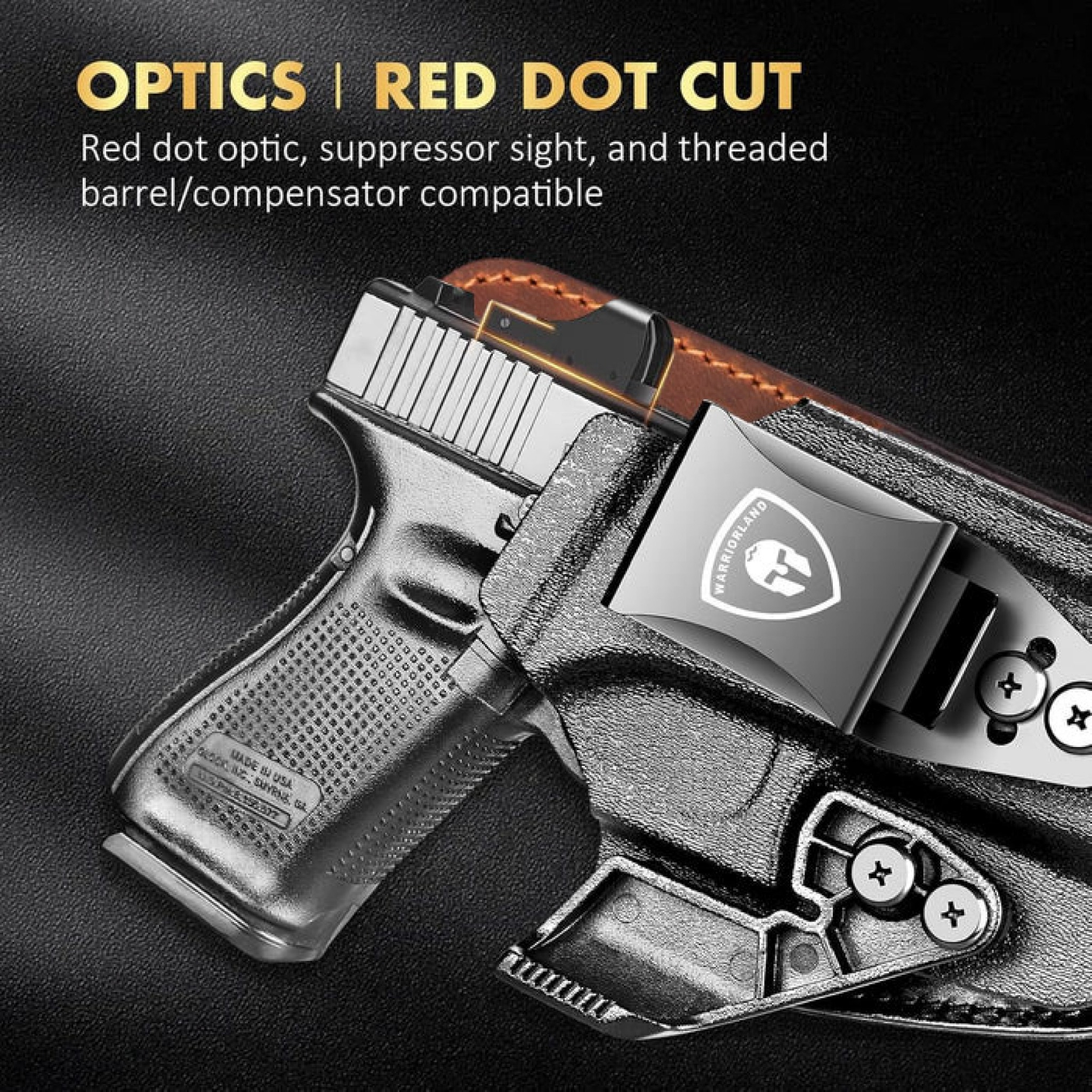 ซองพกใน Kydex + หนัง G19/G17 WARRIORLAND IWB Kydex & Leather Holster ♦ ผลิตจาก kydex เกรดคุณภาพ ♦ ออกแบบซองให้คลุมโกร่งไกทั้งหมด ใช้งานปลอดภัย ♦ ด้านหลังมีแผ่น Foam รองรับ ใช้งานได้ตลอดทั้งวัน ♦ ภายในบุด้วยแผ่นหนัง ลดการเสียดสี