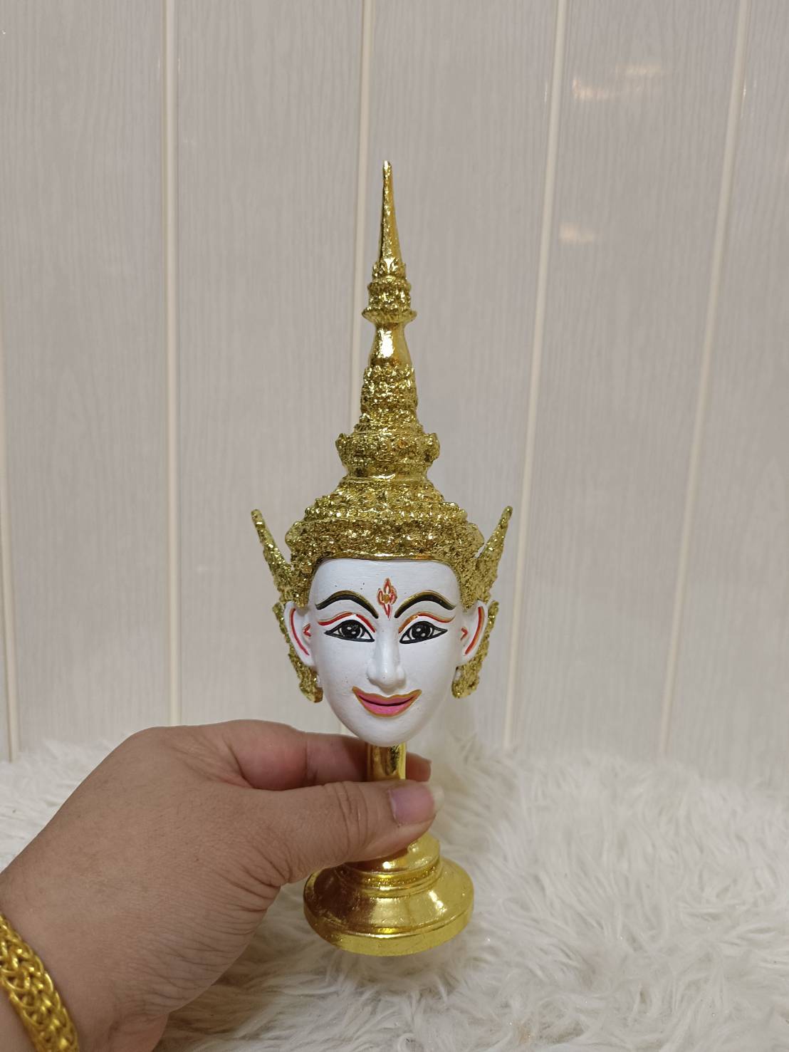 หัวโขน นางสีดา ขนาดเล็ก พร้อมฐานปิดทอง