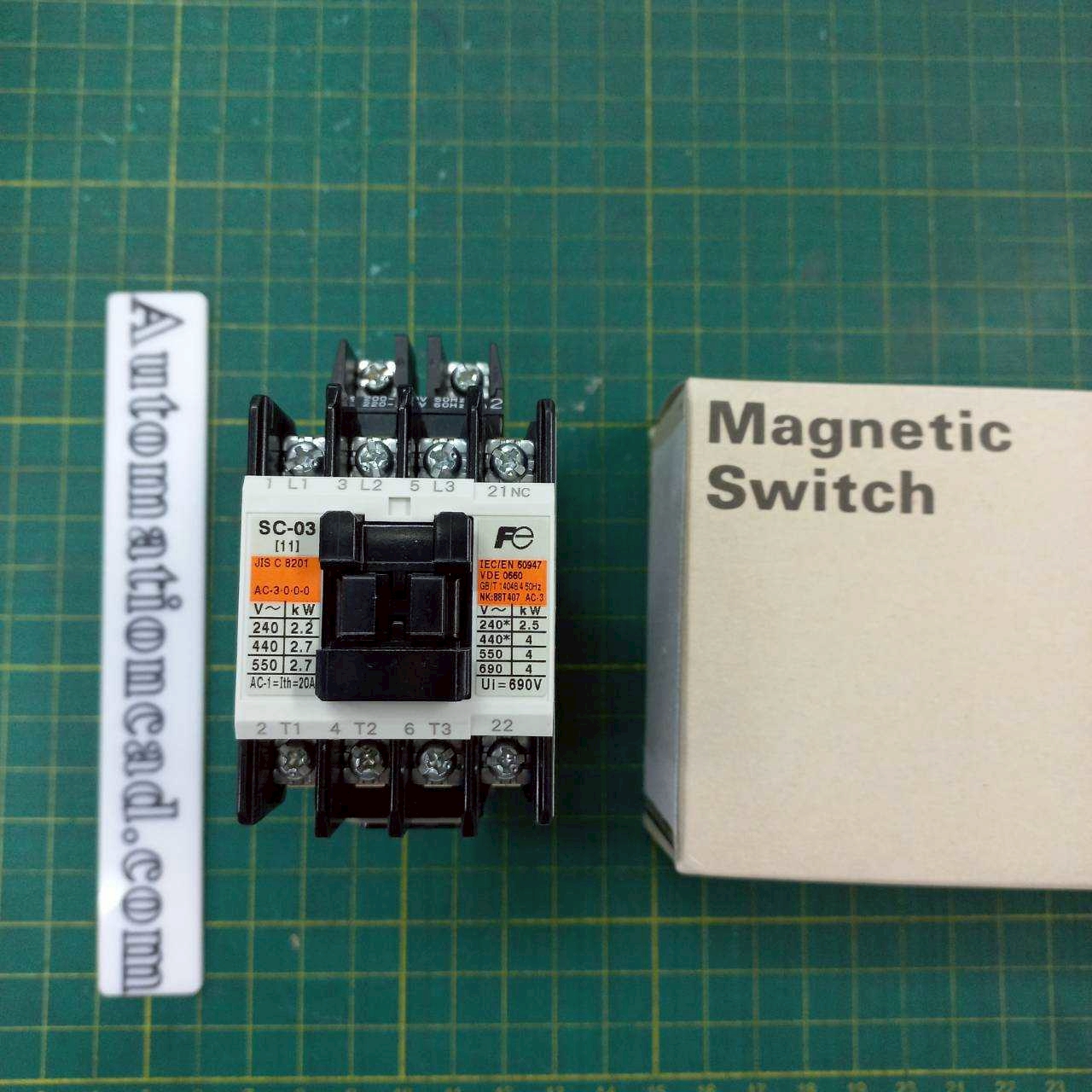 SC-03 CONTACTOR FUJI ELECTRIC แมกเนติก คอนแทคเตอร์ รุ่น SC-03 Coil 220V 3P 1NO 20A Magnetic Switch