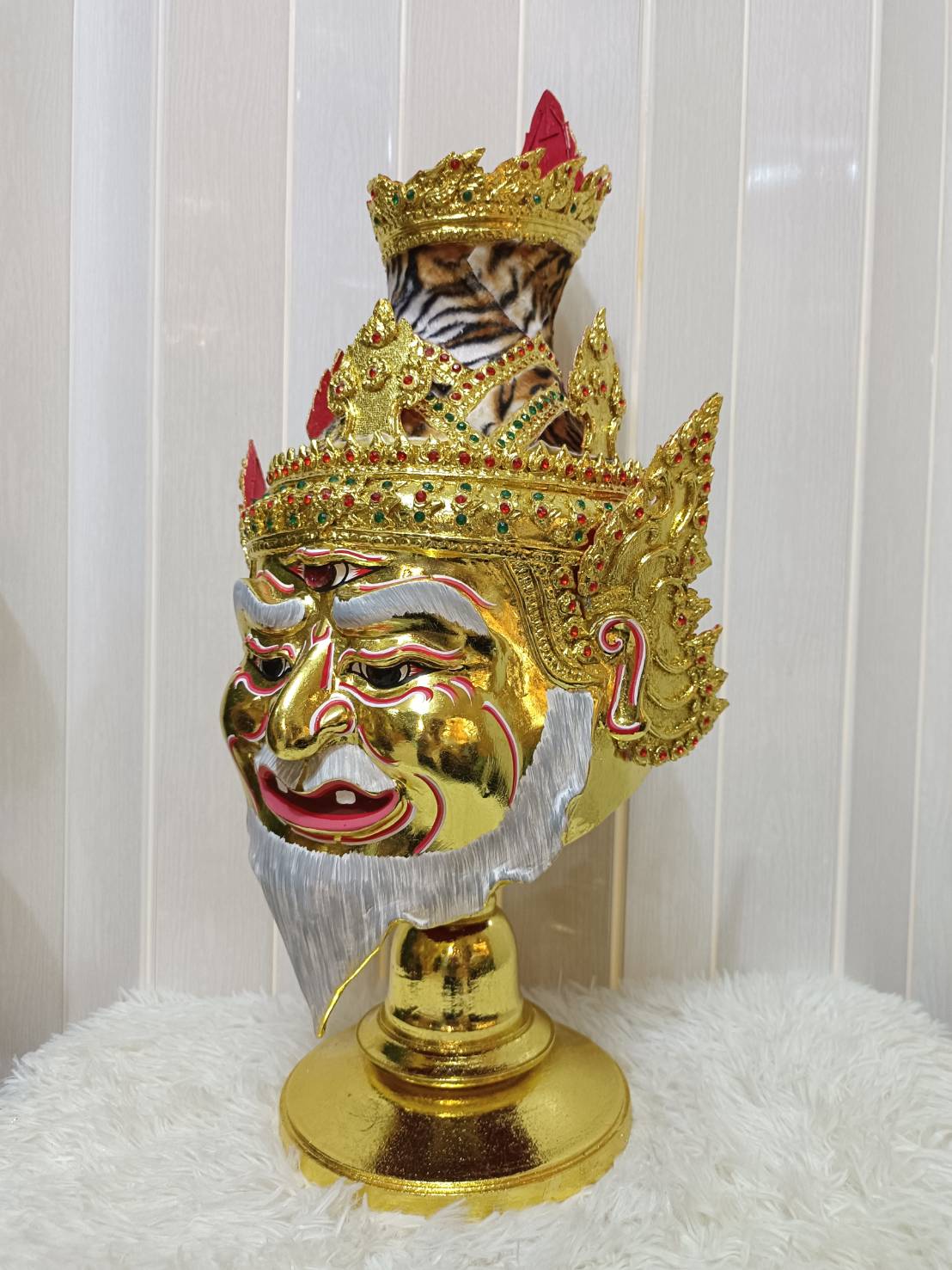 เศียรพ่อแก่ ฤาษีตาไฟ ขนาดครอบ พร้อมฐานไม้อัดสีแดงฟรี