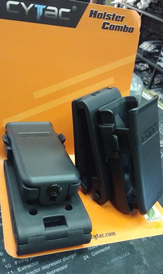 New.ซองปืน Cytac 🔰 ปลดไวด้วยนิ้วโป้ง 🔰 📌Sig p320sp 📌Glock17,22,31 📌Glock19,23,32 📌Glock43 📌บาเรตต้า 92f 🔰 ใน1ชุด มาพร้อมซองปืนที่สามารถปลดไวออกจากเพลตได้ และ ซองแม็คกาซีนเดี้ยว 1 ชุด 🔰