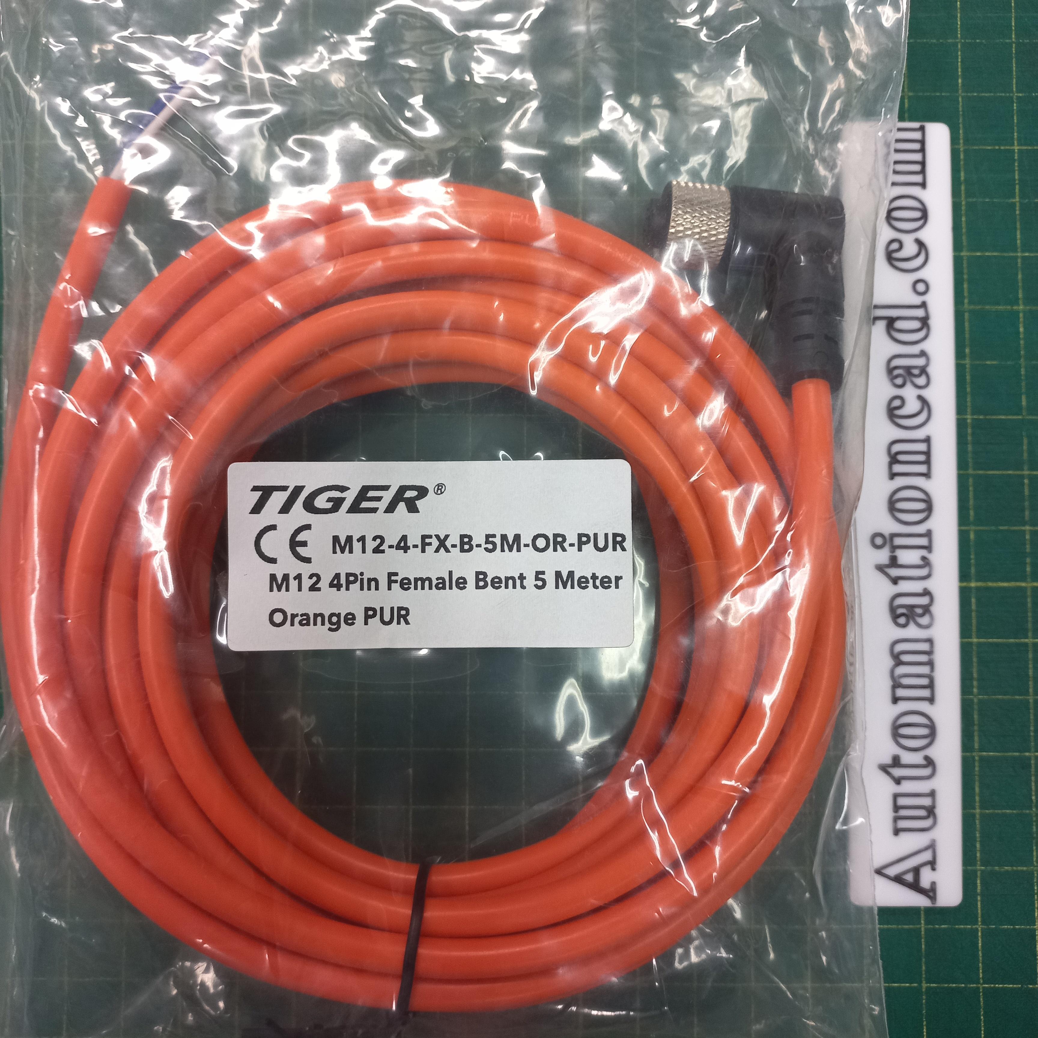 สายพร้อม CONNECTOR (PUR) แบบงอ 90 ํ เกลียว M12 ตัวเมีย แบบ 4 ขา ยาว 5m.