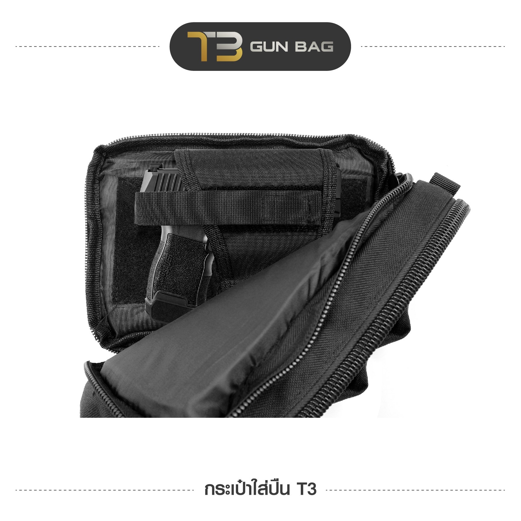 New. กระเป๋าใส่ปืนพกสั้น T3 ⚡️ผลิตจากผ้า 1000D กันน้ำได้ ⚡️ตัดเย็บปราณีต ด้านในบุฟองน้ำกันกระแทก ⚡️มีหูหิ้ว พกพาสะดวก และมีช่องใส่ของถึง 3 ช่อง ⚡️ช่องด้านหลัง มาพร้อมแผ่น velcro ขนาดใหญ่ สามารถติดซองปืนผ้า (ถอดออกได้) ⚡️