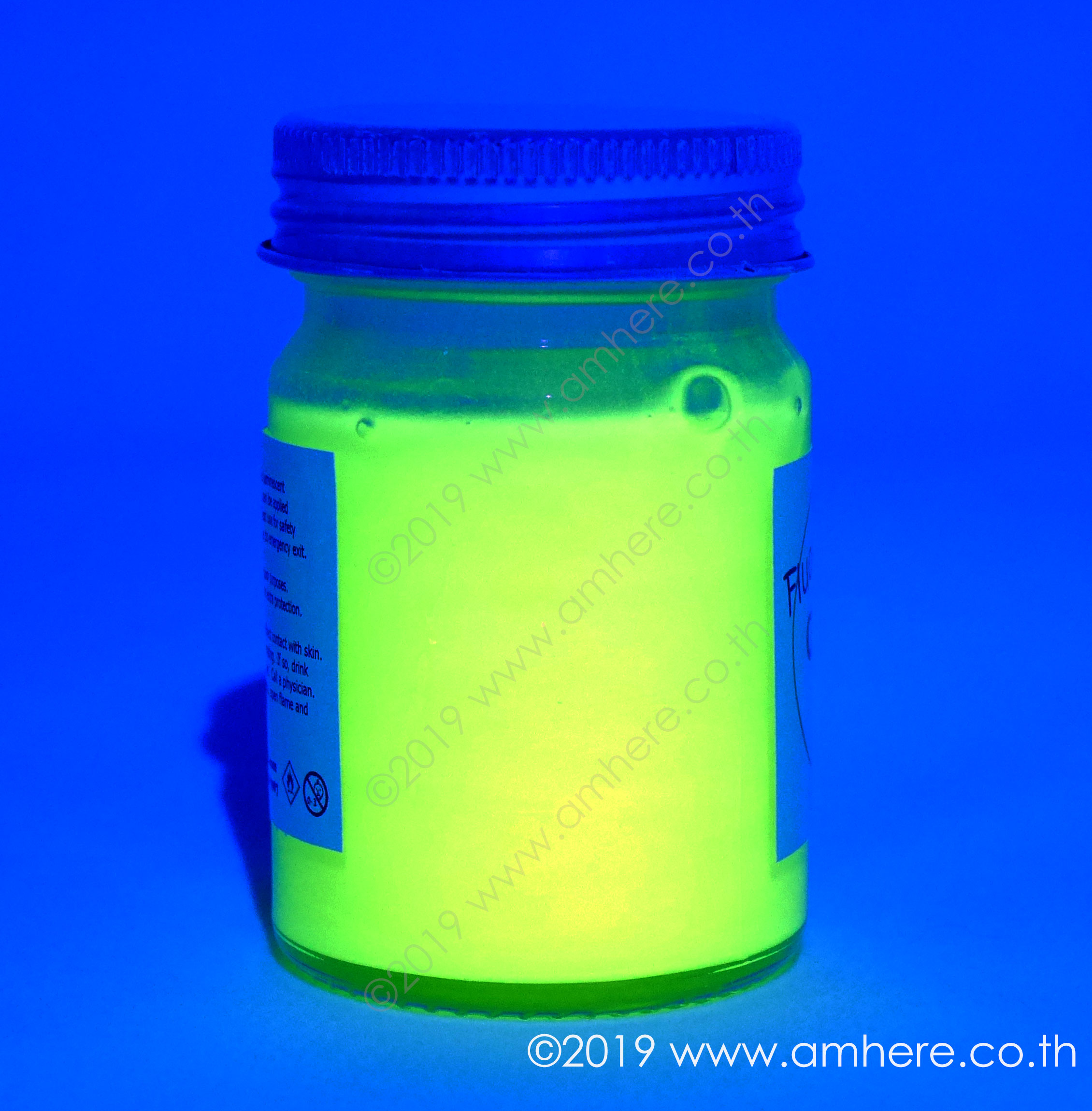 Fluo / Neon Glow Paint YELLOW 35ml: สีฟลูออเรสเซ้นท์เรืองแสง สีเหลือง solvent based