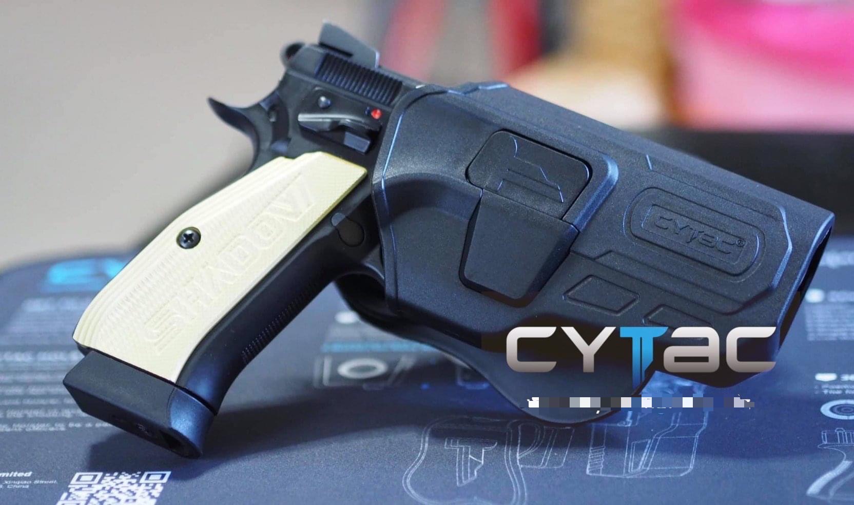ซองพกนอก ปลดล็อคนิ้วชี้ ( Cytac R-Defender Holster ) - สำหรับปืน CZ SP-01 - ผลิตจากวัสดุ Polymer เกรดคุณภาพ แข็งแรงทนทาน - ซองถูกออกแบบให้ปลดล็อคนิ้วชี้ (Level 2) ใช้งานปลอดภัย - ด้านหลังเป็นเพลทเหน็บเข็มขัด ชนิดพิเศษ มีแผ่นยางเสริม - สามารถถอดเพลทเหน็บออ