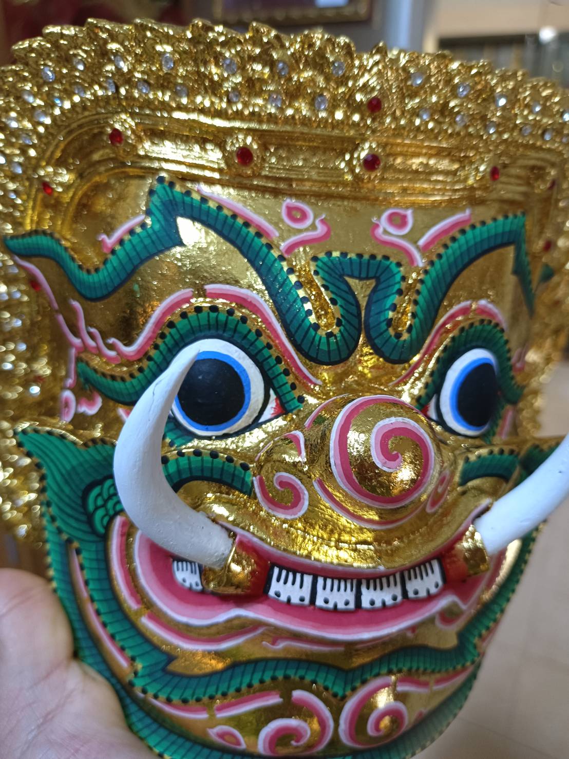 หัวโขน ยักษ์ (หน้าทอง) ขนาดครอบครึ่งซีก สำหรับแขวนผนัง