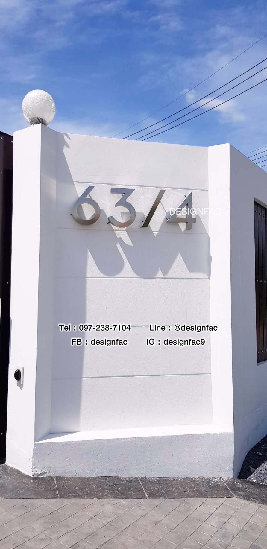 ป้ายบ้านเลขที่สแตนเลส เลขที่บ้านสแตนเลสโมเดิร์น ขนาดใหญ่ สวยทน มินิมอล