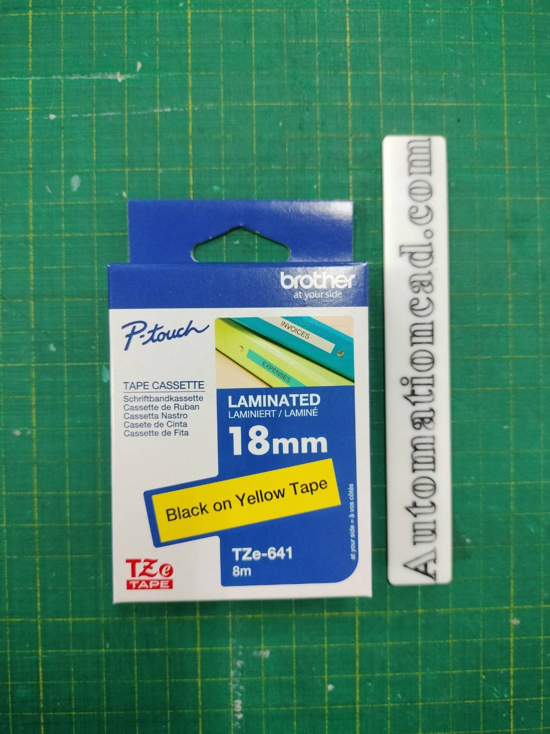 เทปพิมพ์อักษร TZE-641 ขนาด 18 มม. อักษรสีดำพื้นเหลือง แบบเคลือบพลาสติก Brother
