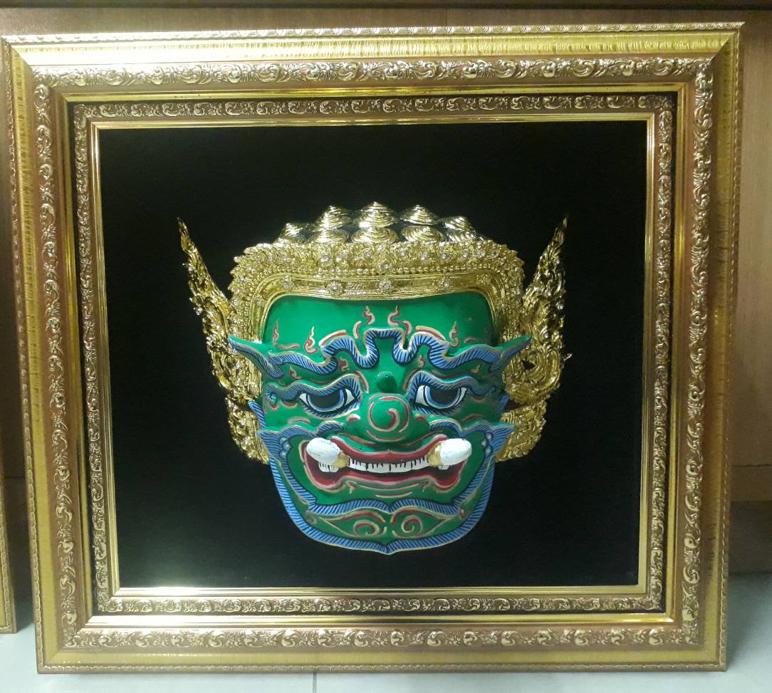 หัวโขนยักษ์ ติดผนัง พร้อมกรอบลายไทย