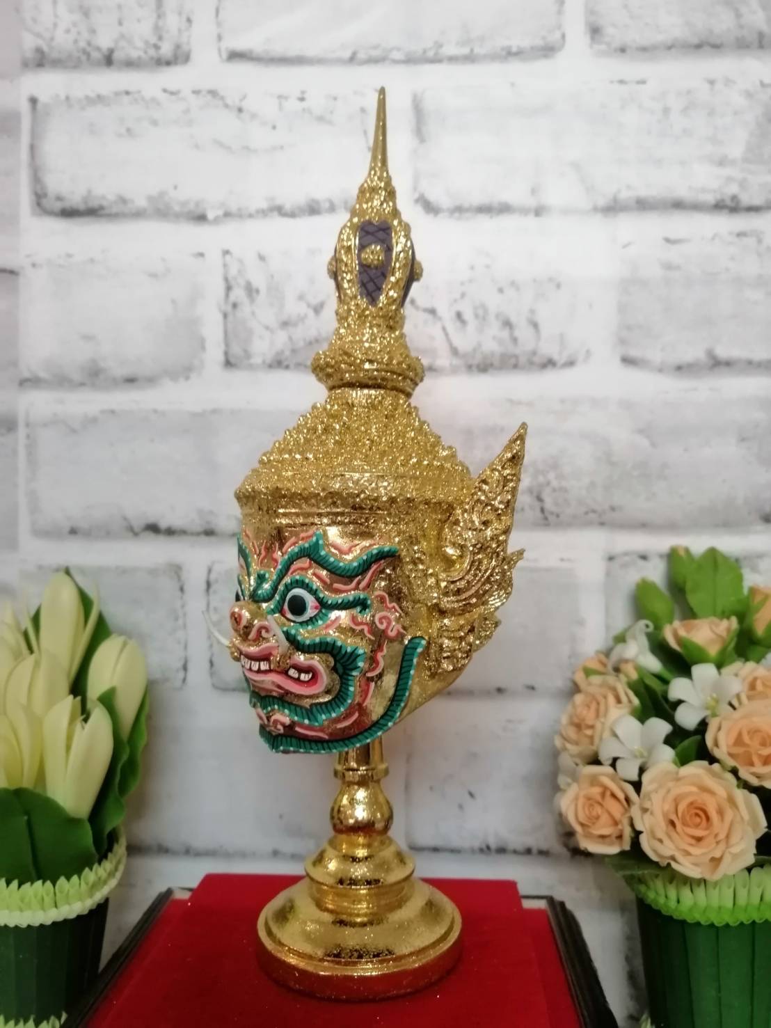 ท้าวเวสสุวรรณ ขนาดกลาง งานละเอียด เรซิ่นปิดทอง พร้อมฐานปิดทอง