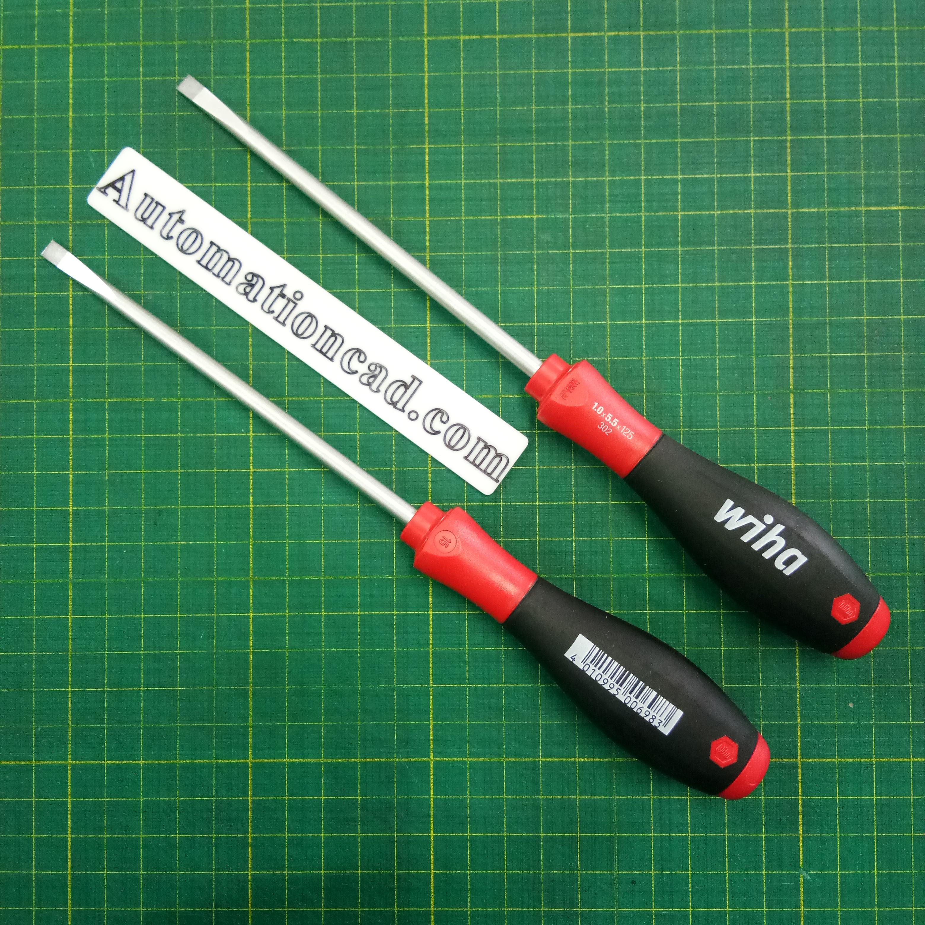 ไขควงแบน 5.5mm. x 125 mm. WIHA ด้ามแดงดำ ใช้ขัน CIRCUIT BREAKER ขนาดกลาง