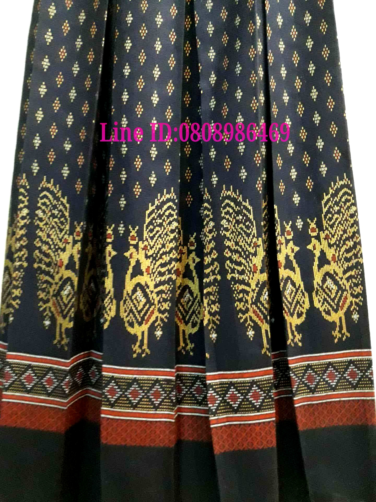 กระโปรงผ้าไทยสำเร็จรูป กระโปรงผ้าไทยผ้าฝ้ายมัดมัดหมี่ กระโปรงผ้าฝ้ายทรงทวิทยาว