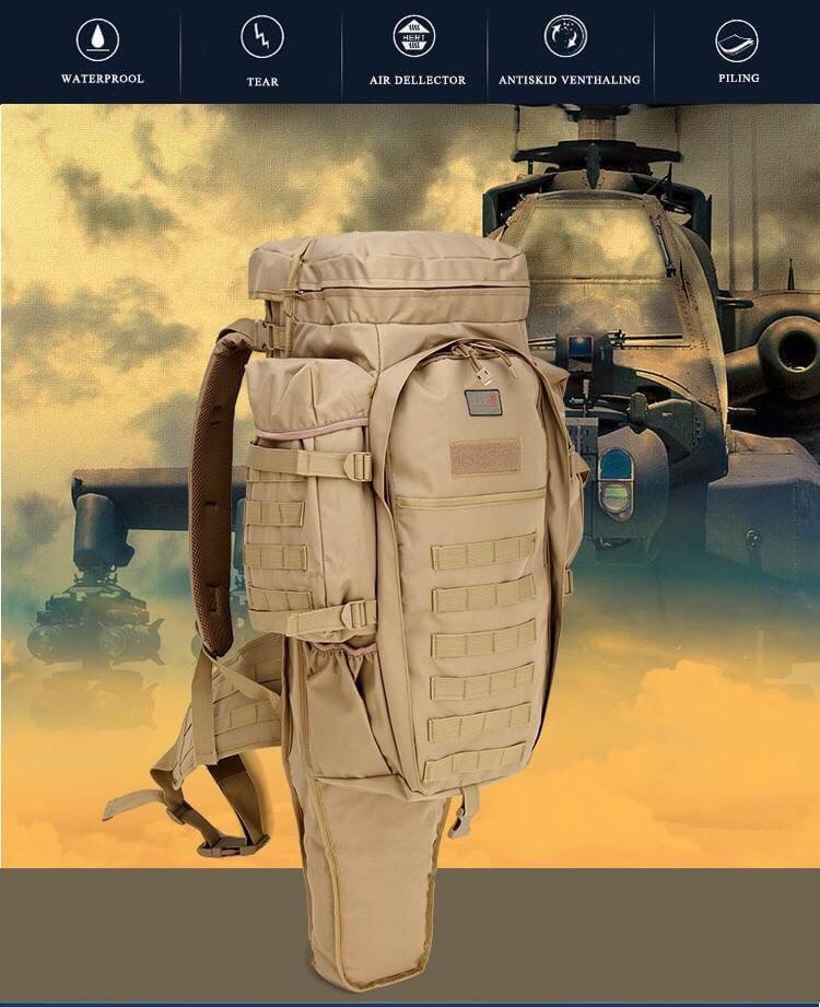 New.9.11 Tactical ยุทธวิธีกระเป๋าเป้สะพายหลัง ไนลอนที่มีคุณภาพสูงกันน้ำ กีฬาล่าสัตว์ตั้งแคมป์ ใส่ได้ทั้งปืนยาวทุกชนิด / ทั้งสัมภาระ ขนาด ด้านหน้ายาว 60 ซม. ด้านหลังมีความยาว 100 ซม. สีดำ สีทราย ลายดิจิตอนทราย ราคาพิเศษ