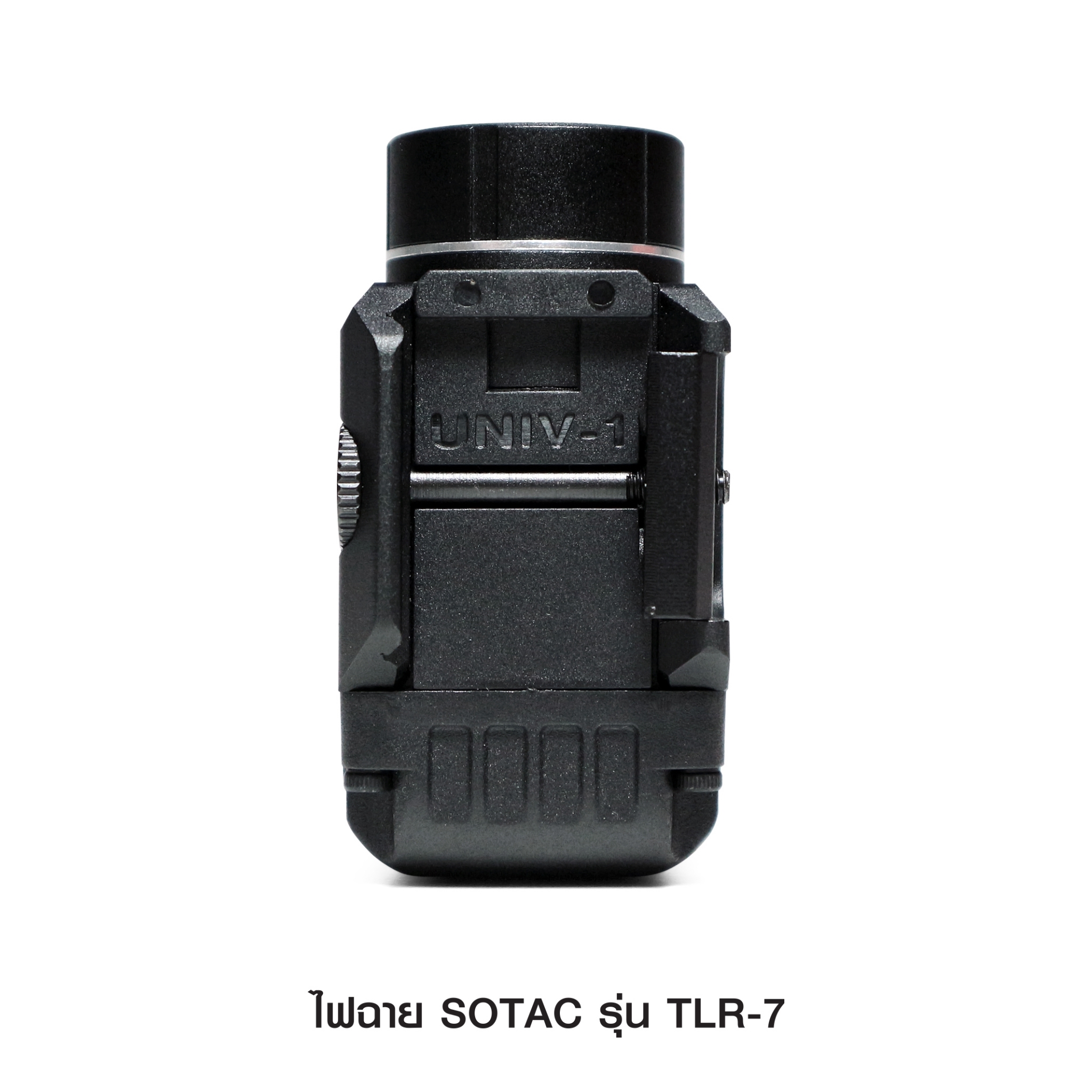 ไฟฉาย SOTAC รุ่น TLR-7 ตัวเรือนผลิตจากอลูมิเนียมเกรดคุณภาพ หลอด LED ความสว่าง 500 lumens 2 functions : Constant / Strobe Runtime : 1.5 hours. Battery : 1 * CR123A Battery ( ไม่ได้แถมมา ) Dimension : ยาว 5.46 cm. Weight : 68 g. Water Proof : IPX7 Color : B