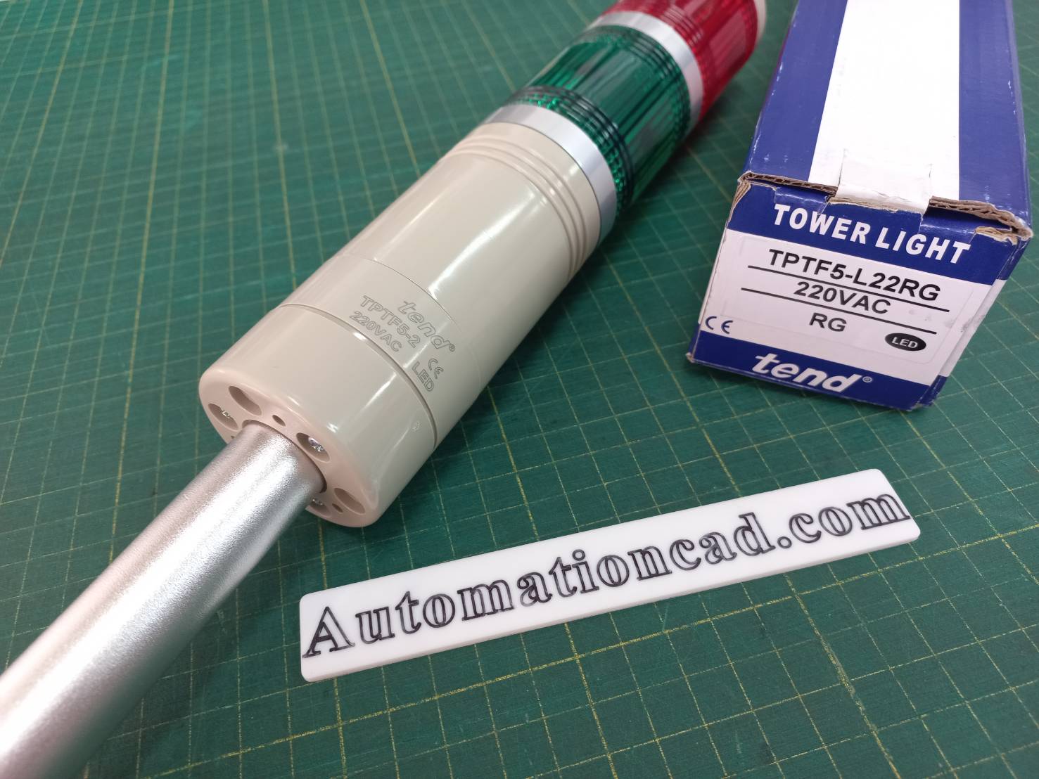 ทาวเวอร์ไลท์ไฟ 2 ชั้น แดง/เขียว ∅50 mm 220VAC TEND ไฟติดต่อเนื่อง ไฟกระพริบ Tower Light