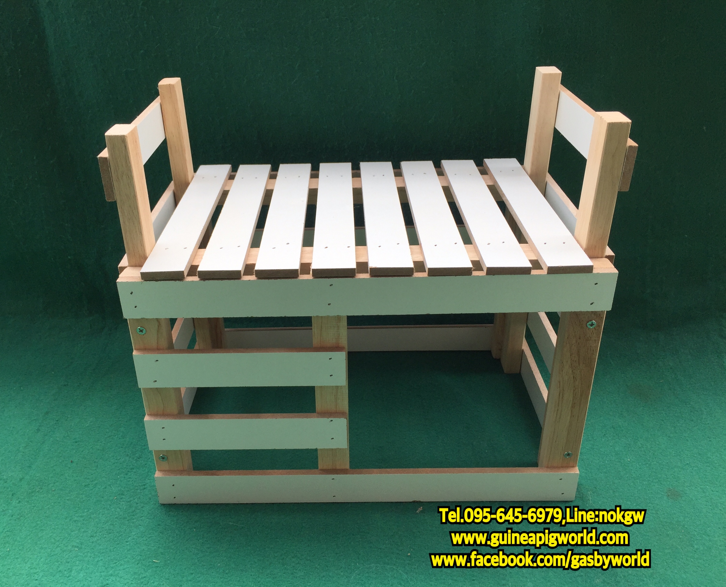 บ้านไม้ระแนง 23x36xh.31cm.สำหรับสัตว์เล็ก เปิดพื้นบนได้ ไม่ร้อนอบ ไว้มุดเล่น