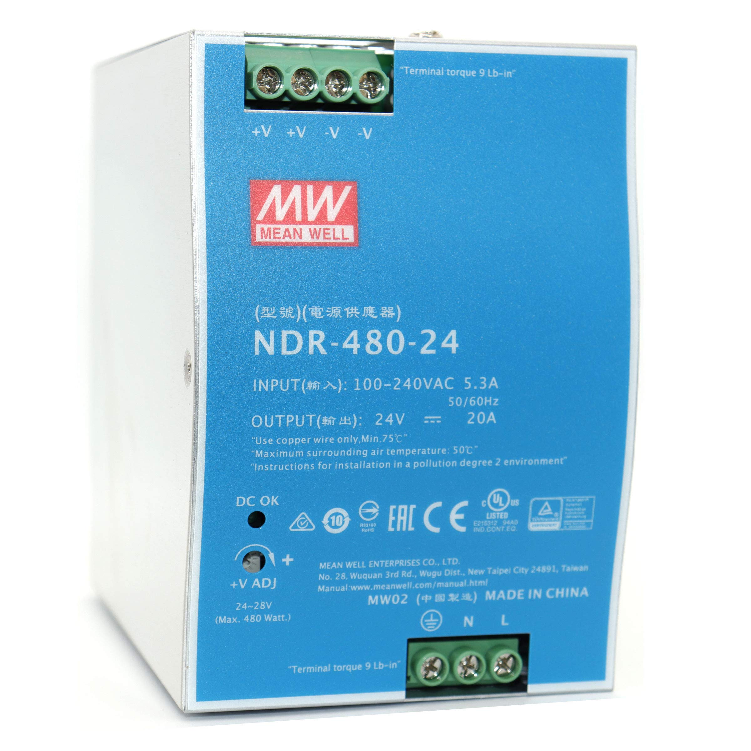 MEANWELL POWER SUPPLY NDR Series - 480W พาวเวอร์ซัพพลาย 20A 24VDC