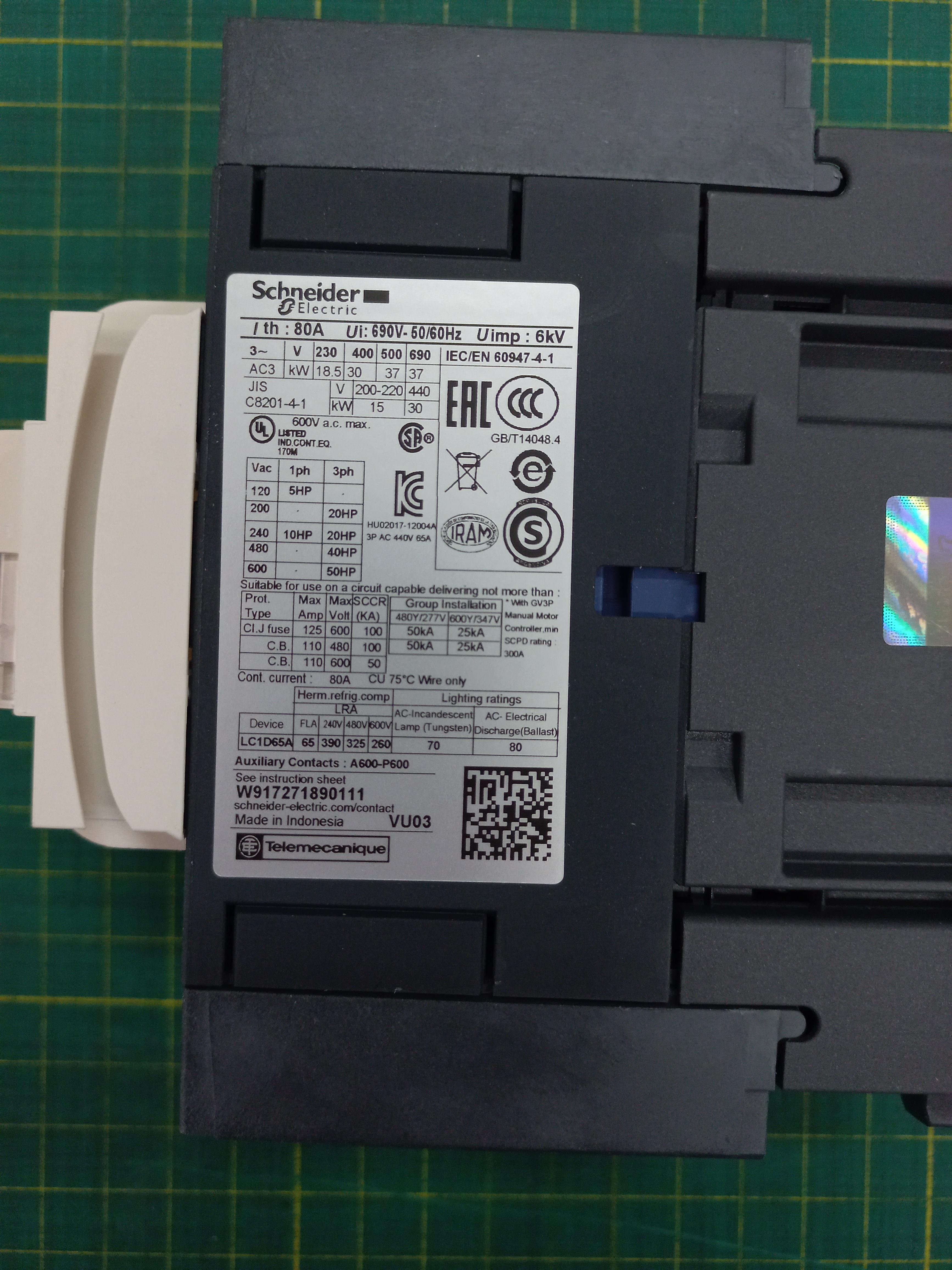 SCHNEIDER MAGNETIC TeSys D แมกเนติก 3เฟส รุ่น LC1D65AM7 220VAC
