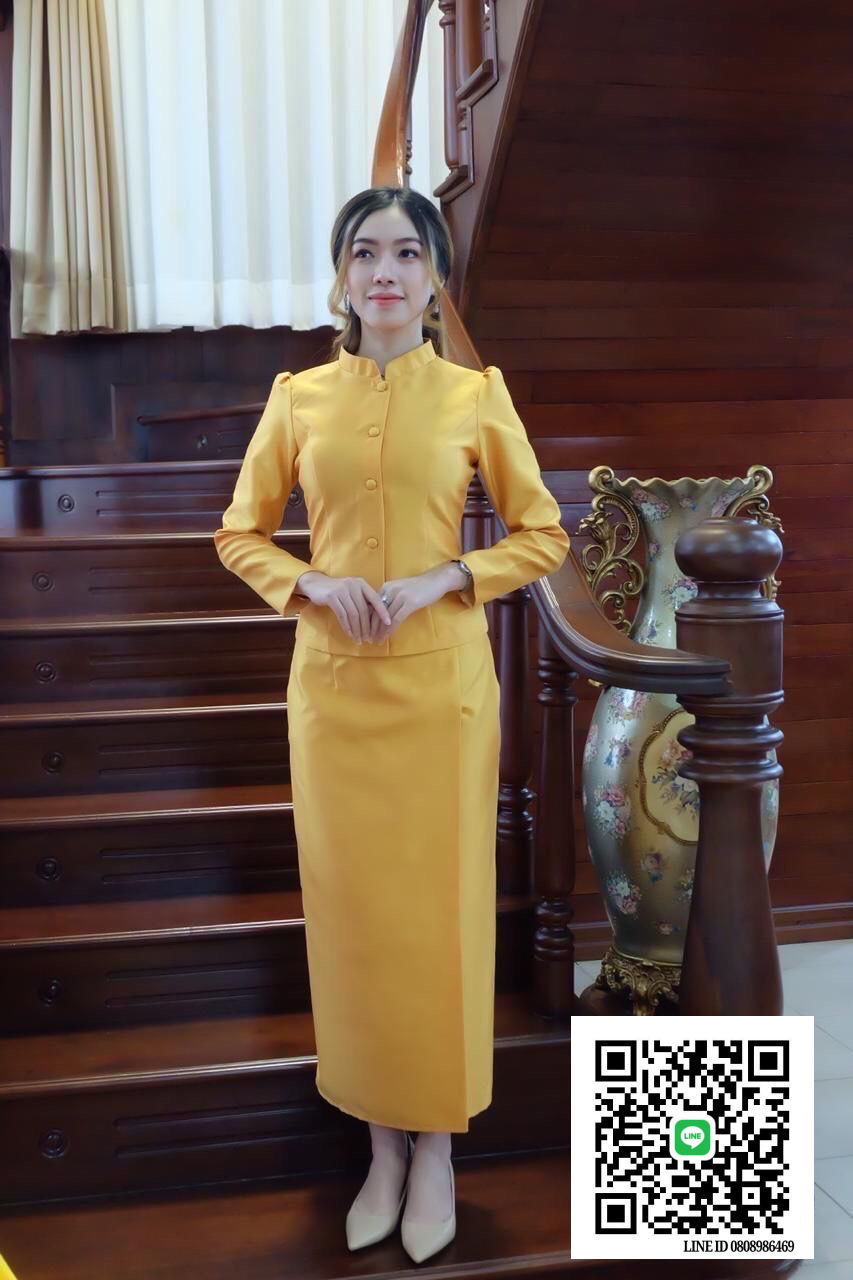 #เสื้อผ้าไทยพื้นเมืองสีเหลือง #เสื้อผ้าไหมลาวสีเหลือง#เสื้อผ้าฝ้ายสีเหลืองแขนสามส่วนแต่งกุ้นสีเหลืองเทปคู่ #เสื้อผ้ไหมอินเดียสีเหลือง เหลือง 36
