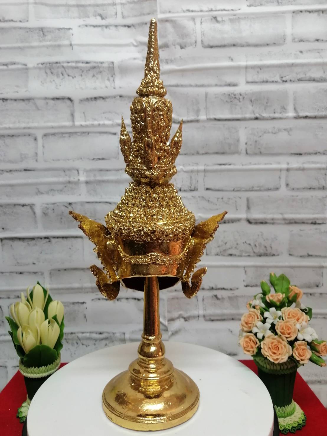 เศียรครู พระปัญจะสิงขร ขนาด 5 นิ้ว พร้อมฐานปิดทอง