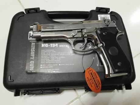 New.สินค้ามาใหม่ครับ ปืนสั้น HFC HG M92SV ออโต้ มาพร้อมกล่องปืน สีเงิน ราคาพิเศษ