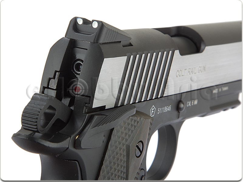 New.CYBERGUN COLT 1911 Rail CO2 GBB Pistol (Dual Tone) ราคาพิเศษ