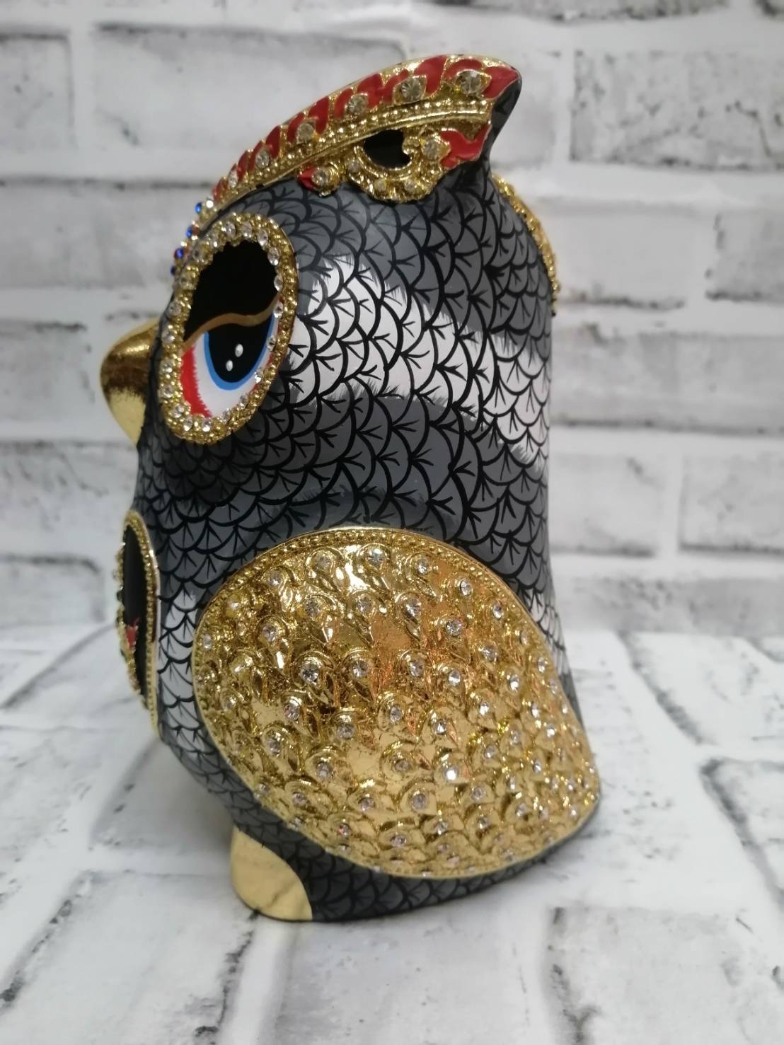 นกฮูก ทองเค ประดับเพชร