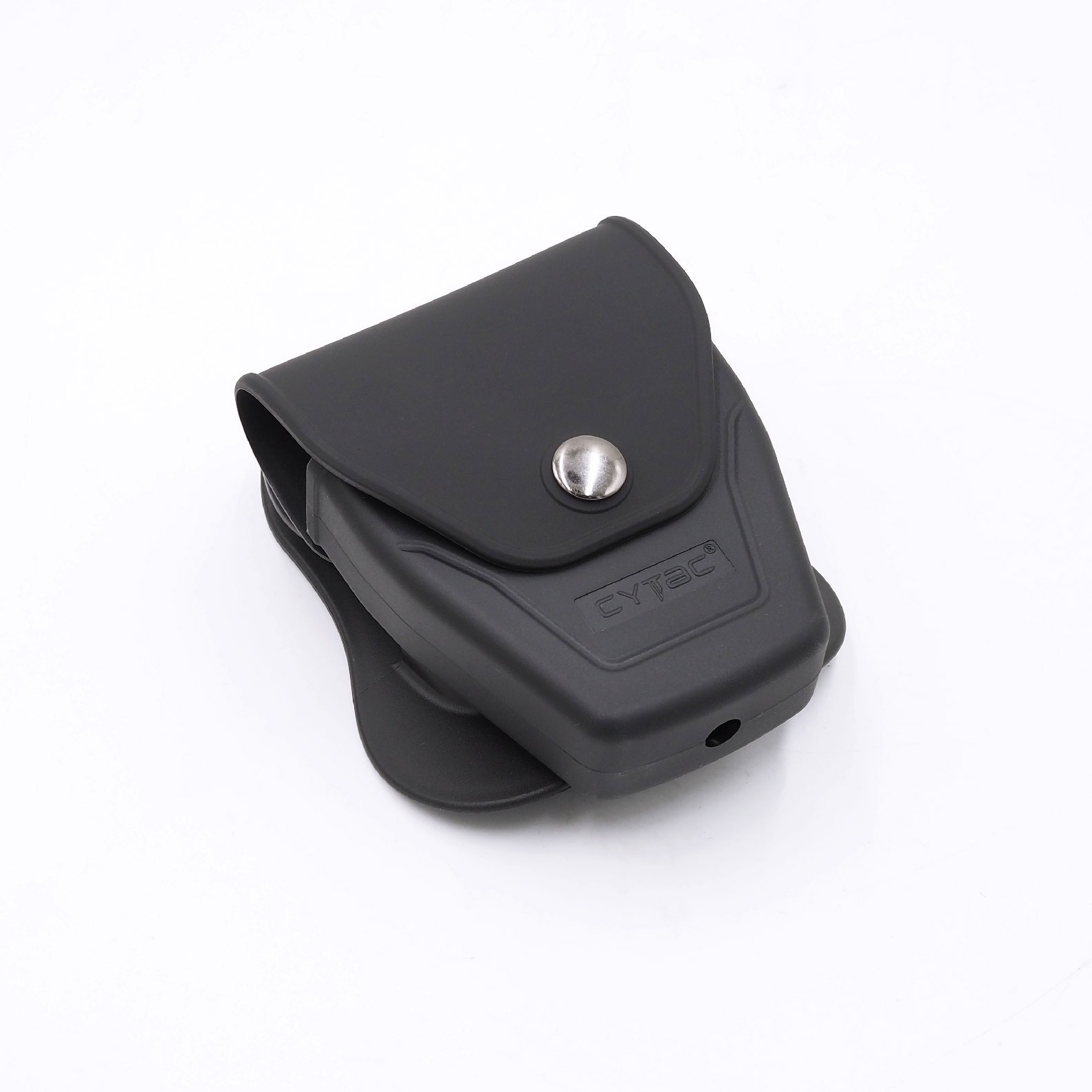 New. ซองกุญแจมือชนิดบานพับ แบบมีฝาปิด ( Cytac Hinged Handcuff case ) #CY-CUFP3 🔱ผลิตจาก Polymer เกรดคุณภาพ 🔱เหมาะสำหรับกุญแจมือชนิดบานพับ ที่มีขนาดเส้นผ่านศูนย์กลางภายนอก 2.95" ( 75.2mm ) 🔱มีตัวล็อคภายในทำให้แน่น ไม่ร่วงหล่น แ