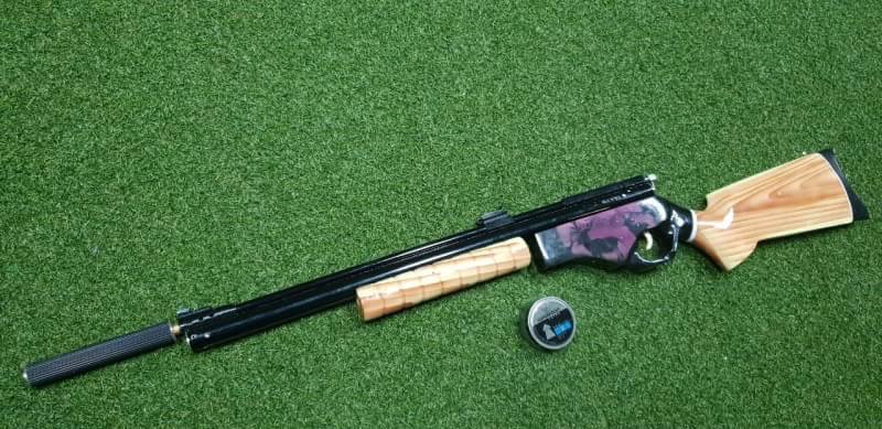 อัดลมSharpRiverหม้อลมโต .22cal. Slide Pump Air Rifle เบอร์2 ✔Made in Indo ✔แรง 600Fps. ✔Body Wood ไม้ ✔Slide Pump 3-5 ครั้ง ✔ป้อนกระสุนทีละนัดยิง ✔ลำกล้อง Barrel 67cm ✔มาพร้อมศูนย์หน้า-หลัง เหล็ก ✔หว