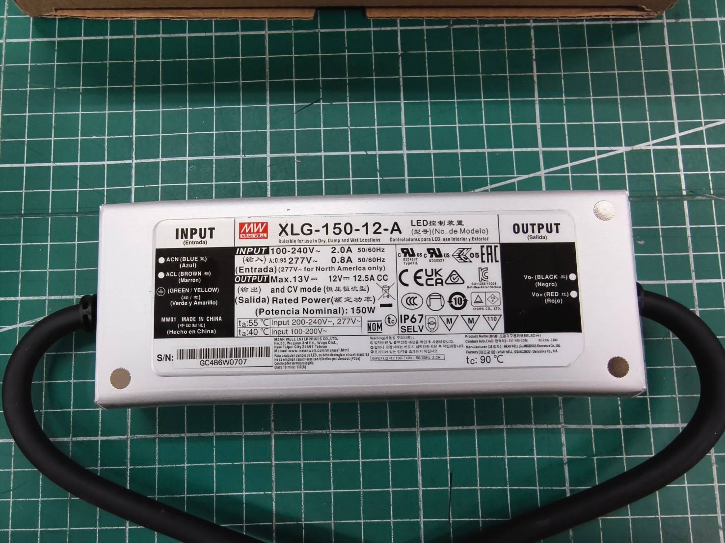 LED Driver พาวเวอร์ซัพพลาย XLG-150-12-A Meanwell 12VDC 150W Switching Power Supply