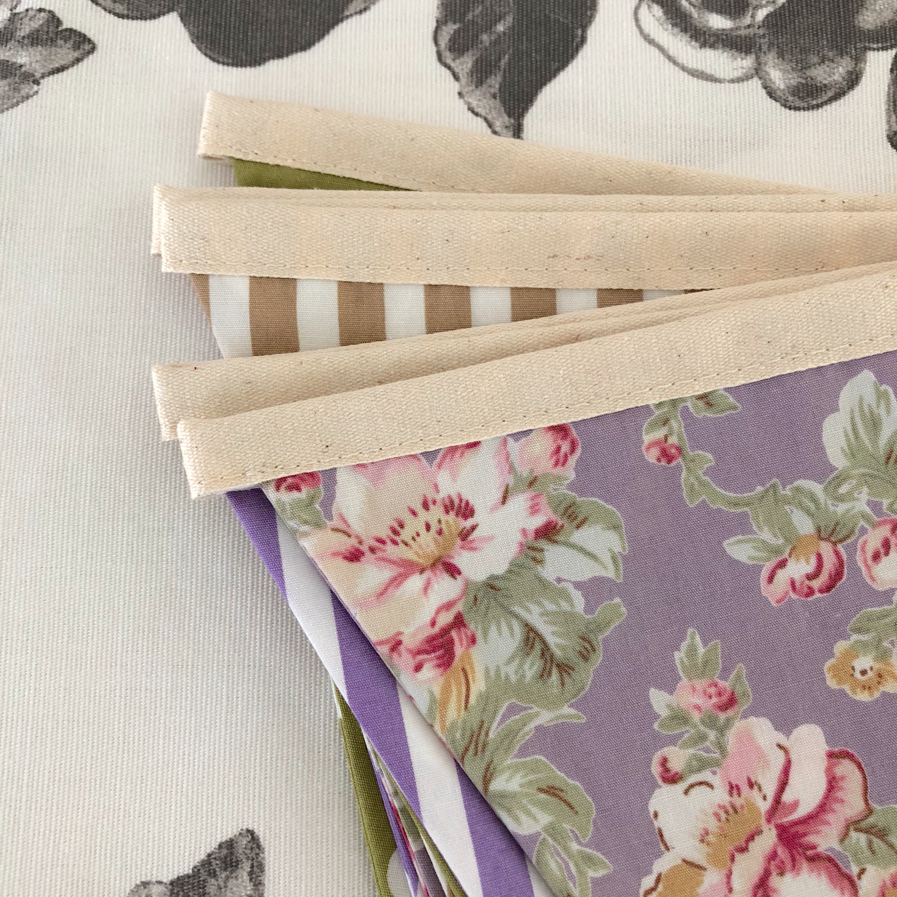 ธงผ้าสีพาสเทล วินเทจ ผ้าคอตตอนชนิด100%